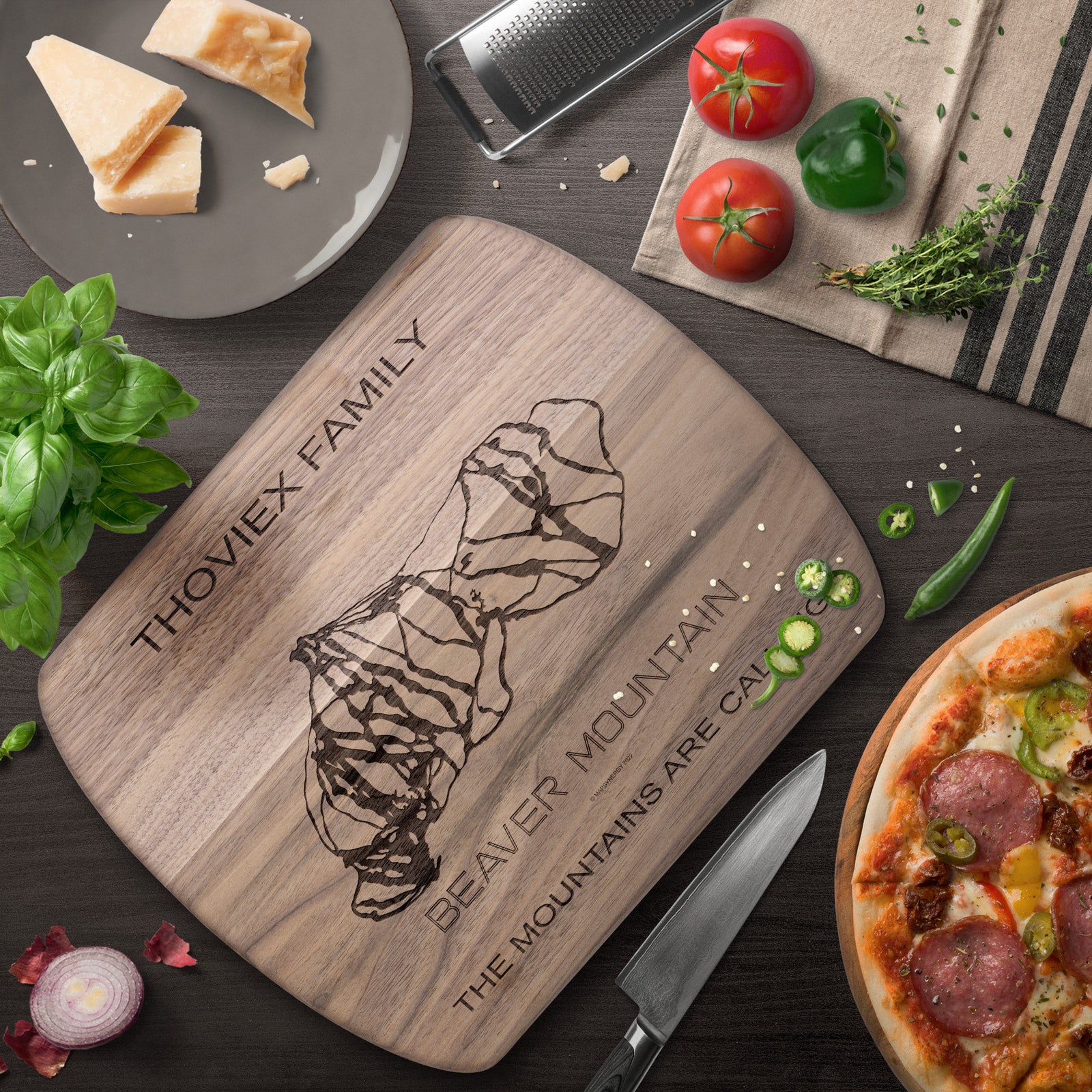 PERSONALIZED Beaver Mountain, Utah SKI TRAIL MAP CUTTING BOARD