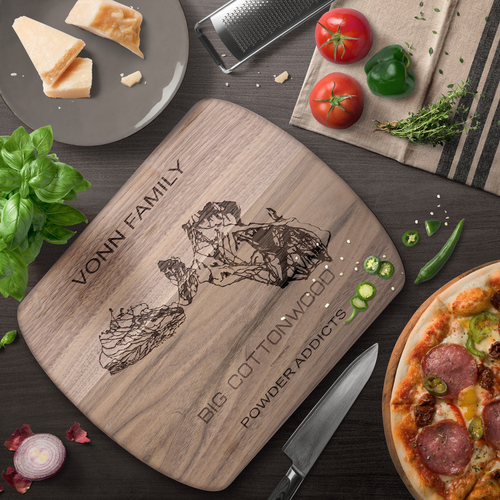 PERSONALIZED Big Cottonwood, Utah SKI TRAIL MAP CUTTING BOARD