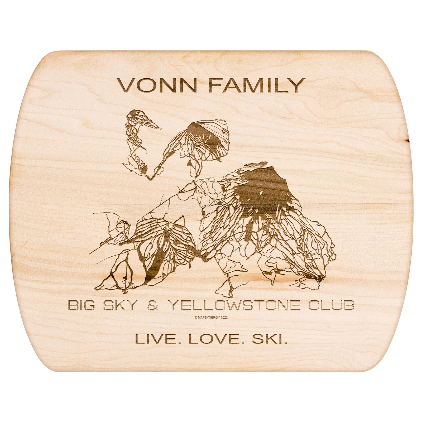 PERSONALIZED Big Sky & Yellowstone Club , Montana SKI TRAIL MAP CUTTING BOARD
