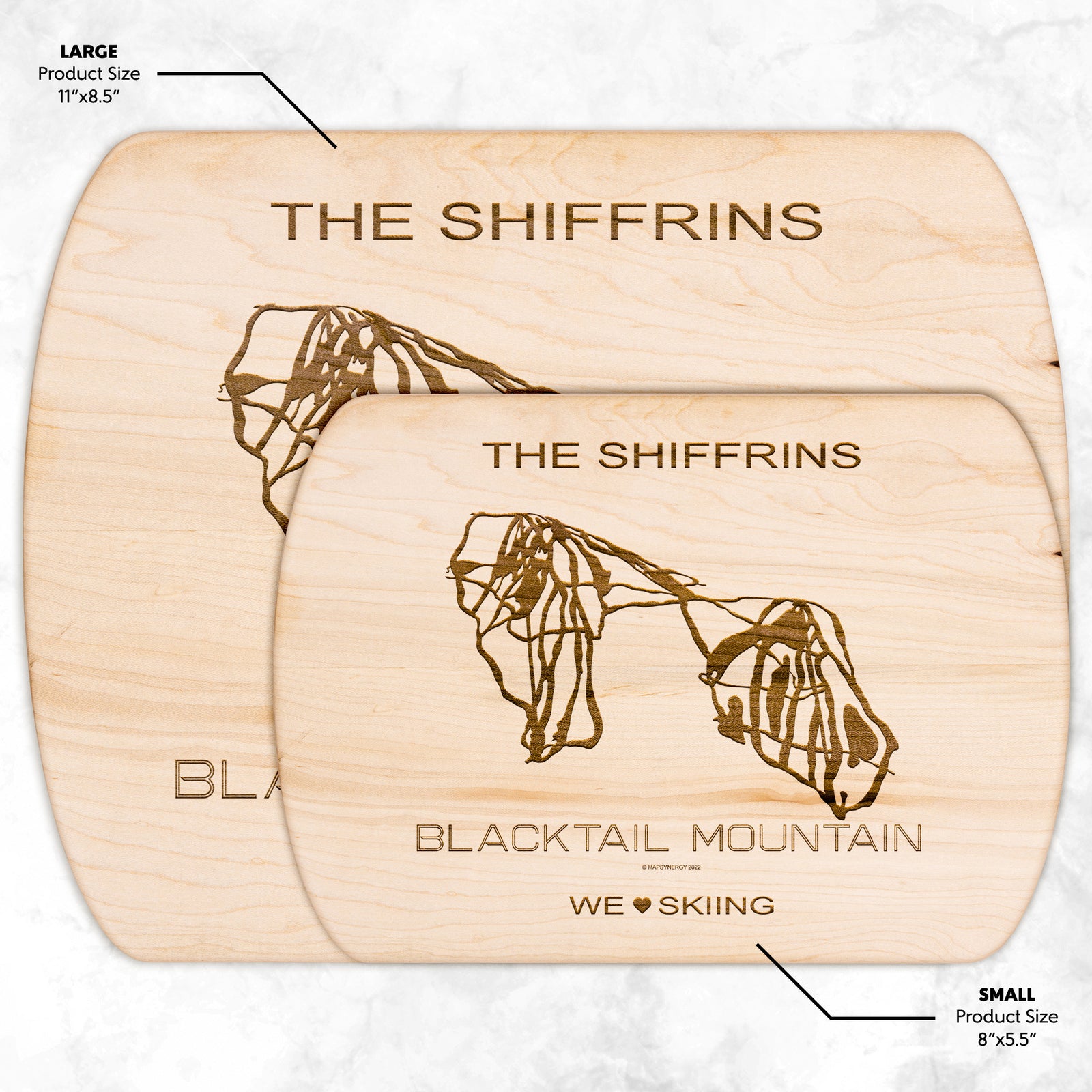 PERSONALIZED Blacktail Mountain , Montana SKI TRAIL MAP CUTTING BOARD