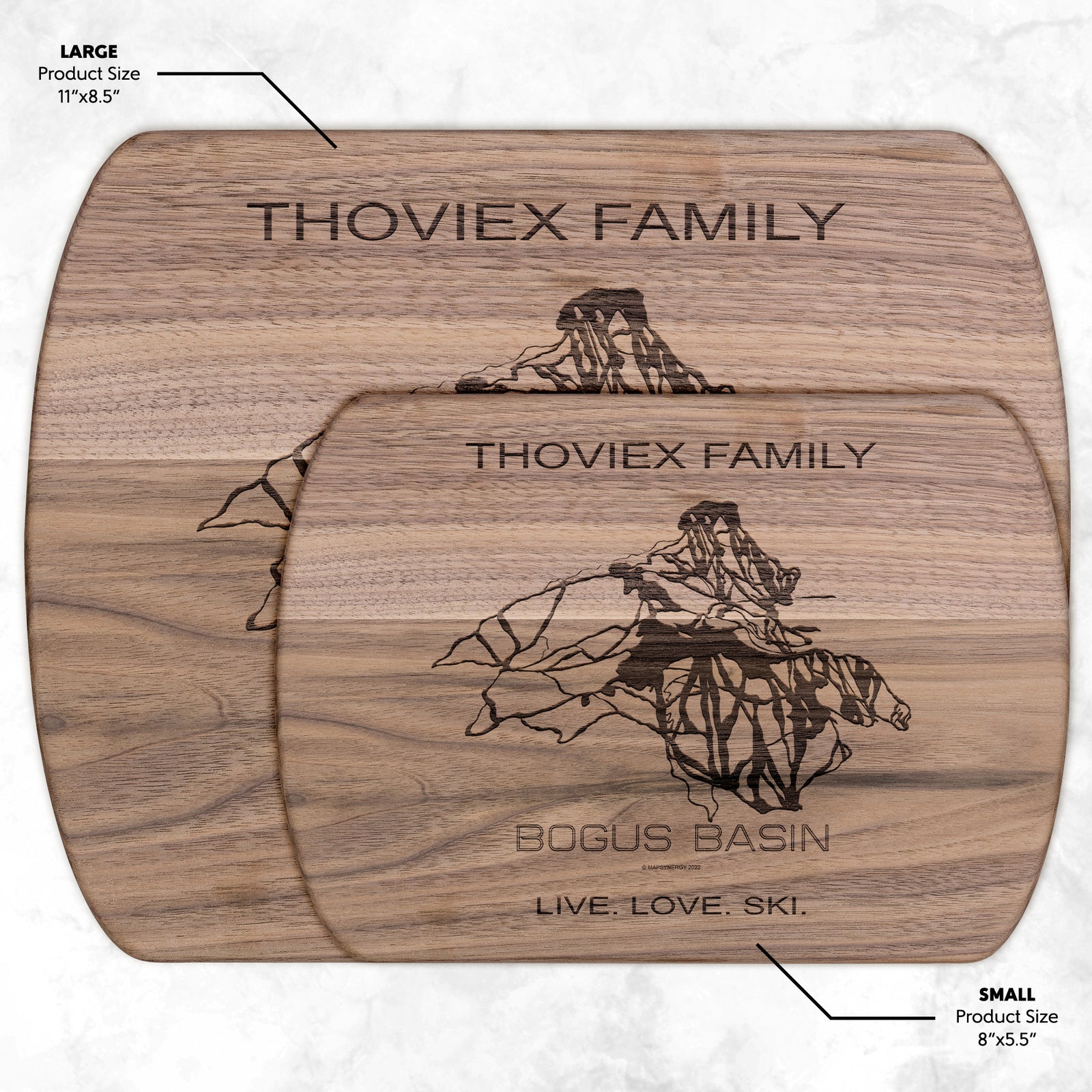 PERSONALIZED Bogus Basin , Idaho SKI TRAIL MAP CUTTING BOARD