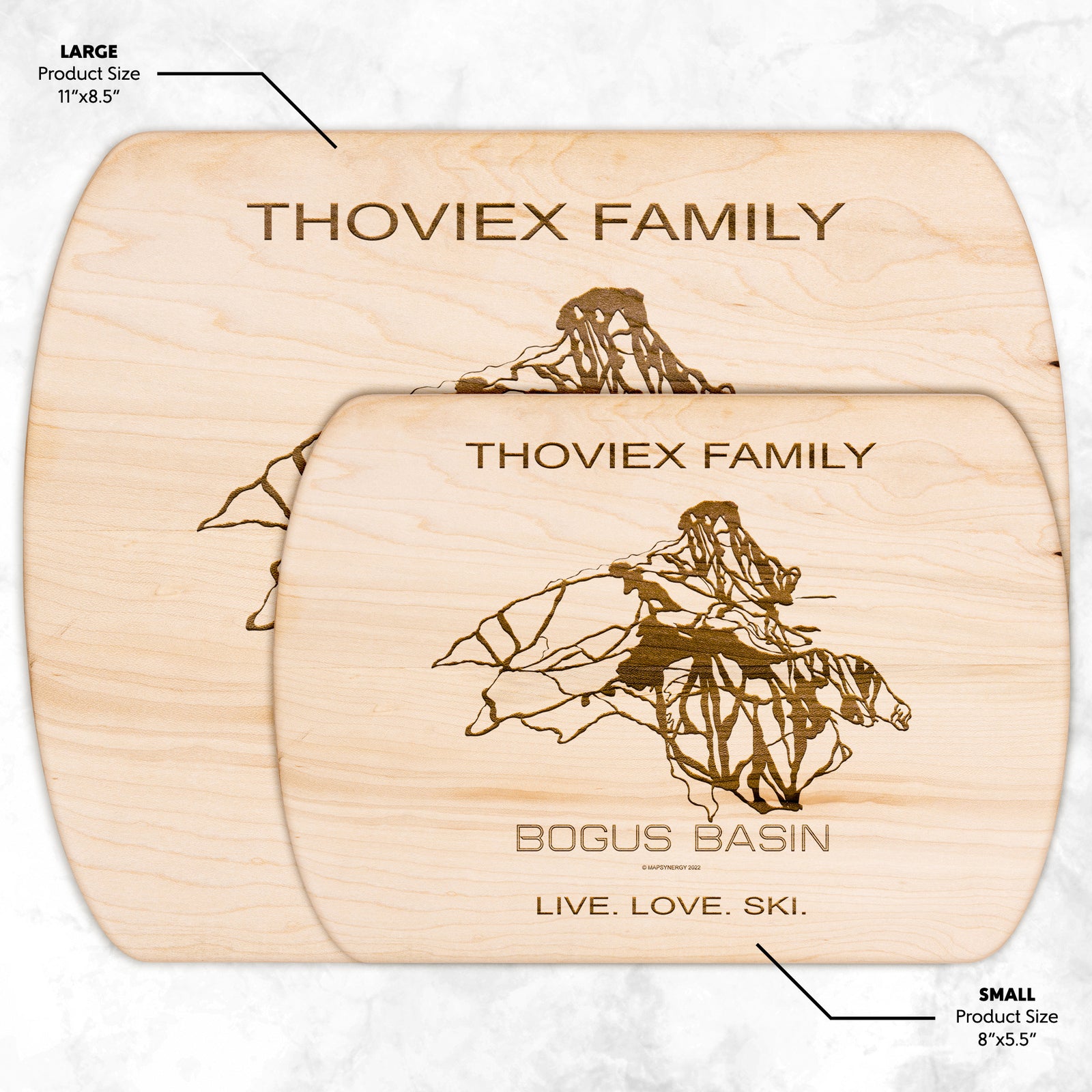 PERSONALIZED Bogus Basin , Idaho SKI TRAIL MAP CUTTING BOARD
