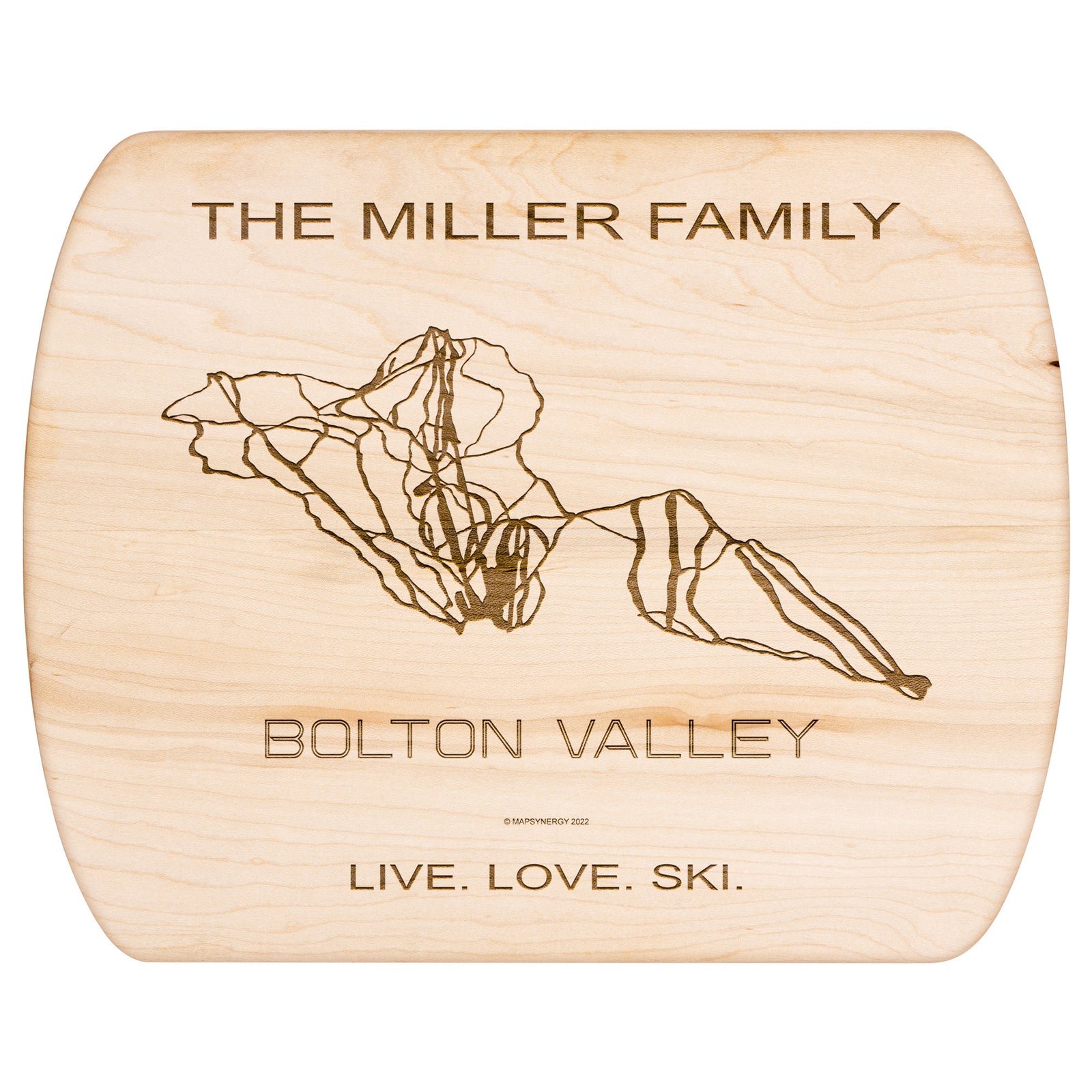 PERSONALIZED BoltonValley , Vermont SKI TRAIL MAP CUTTING BOARD
