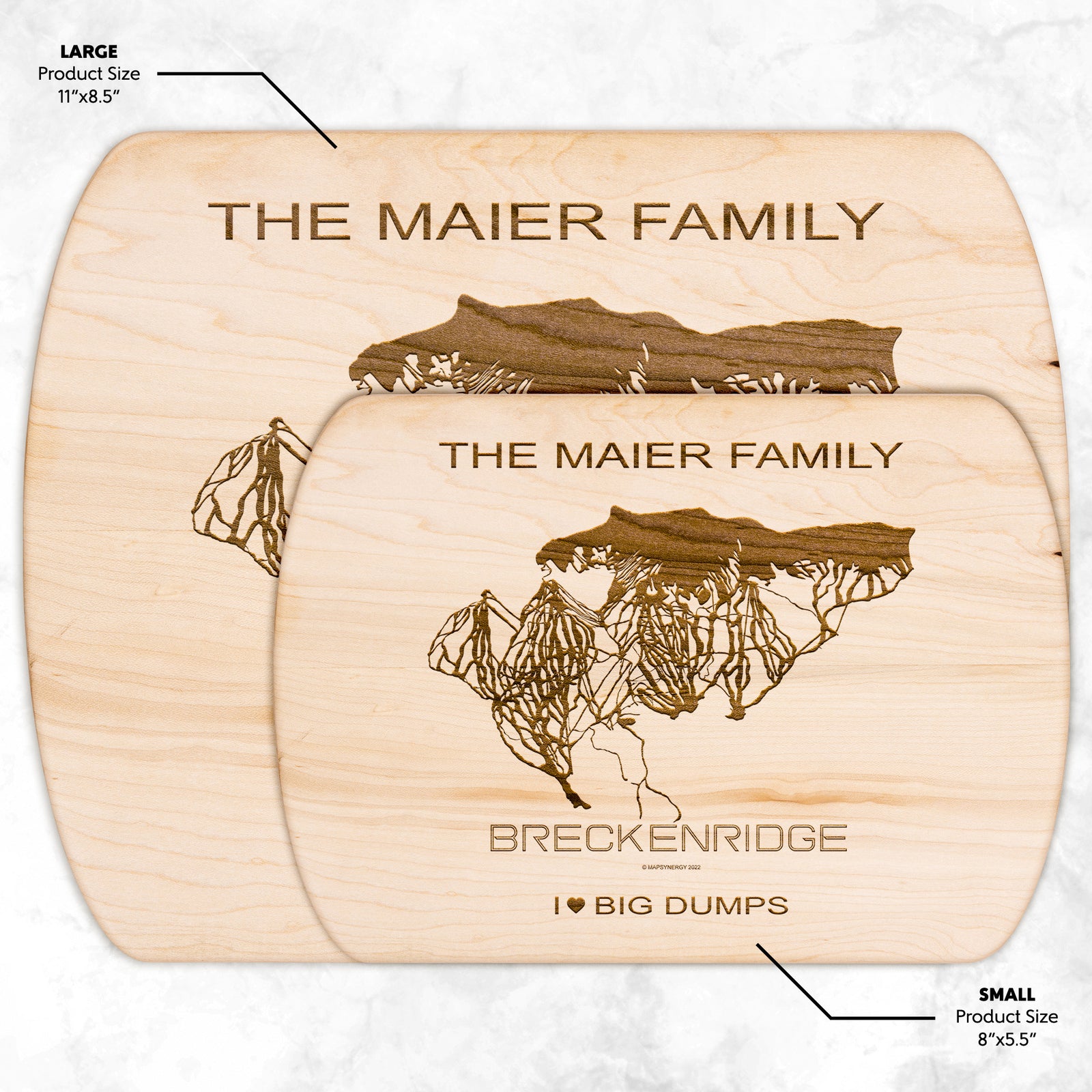 PERSONALIZED Breckenridge ,Colorado SKI TRAIL MAP CUTTING BOARD