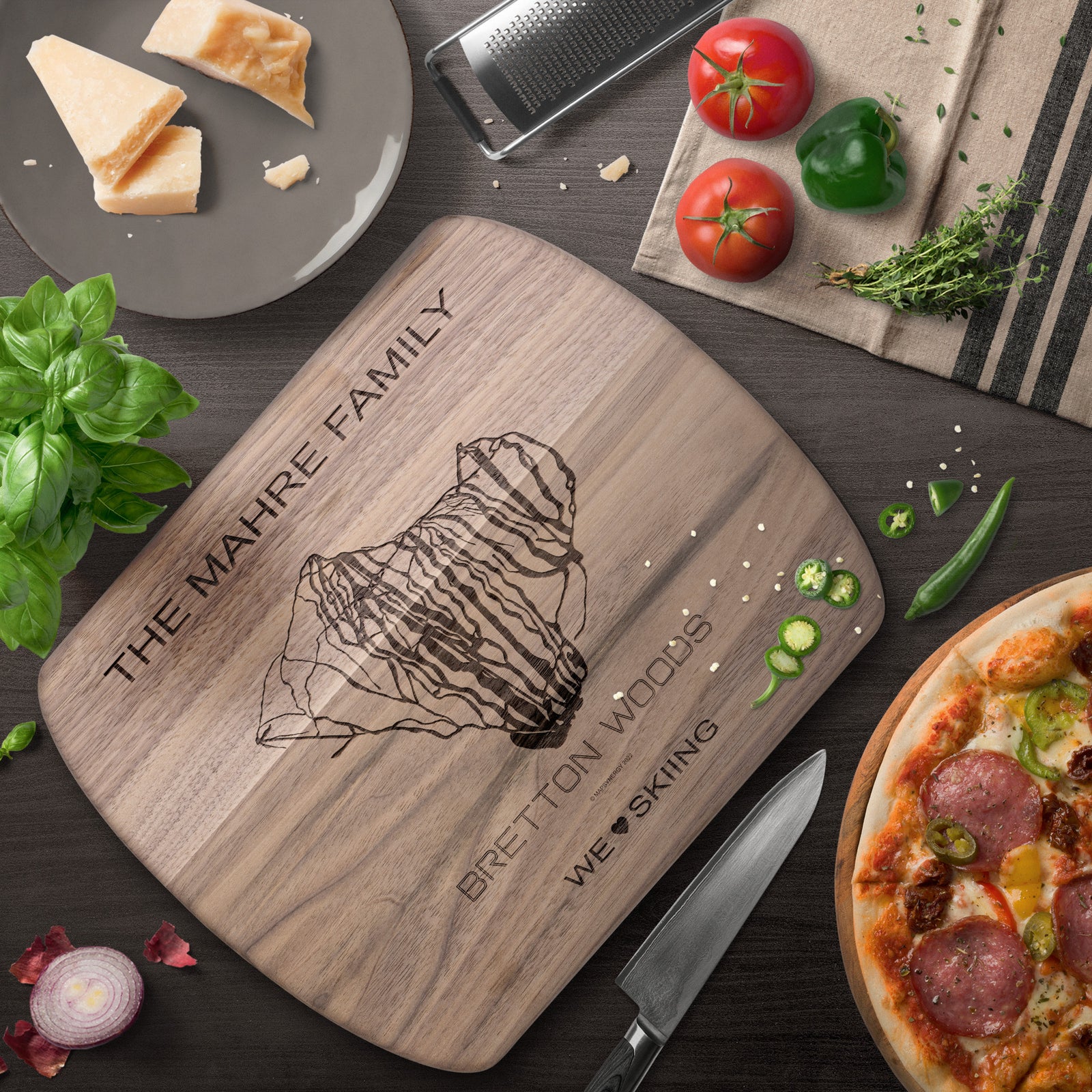 PERSONALIZED Bretton Woods , New Hampshire SKI TRAIL MAP CUTTING BOARD