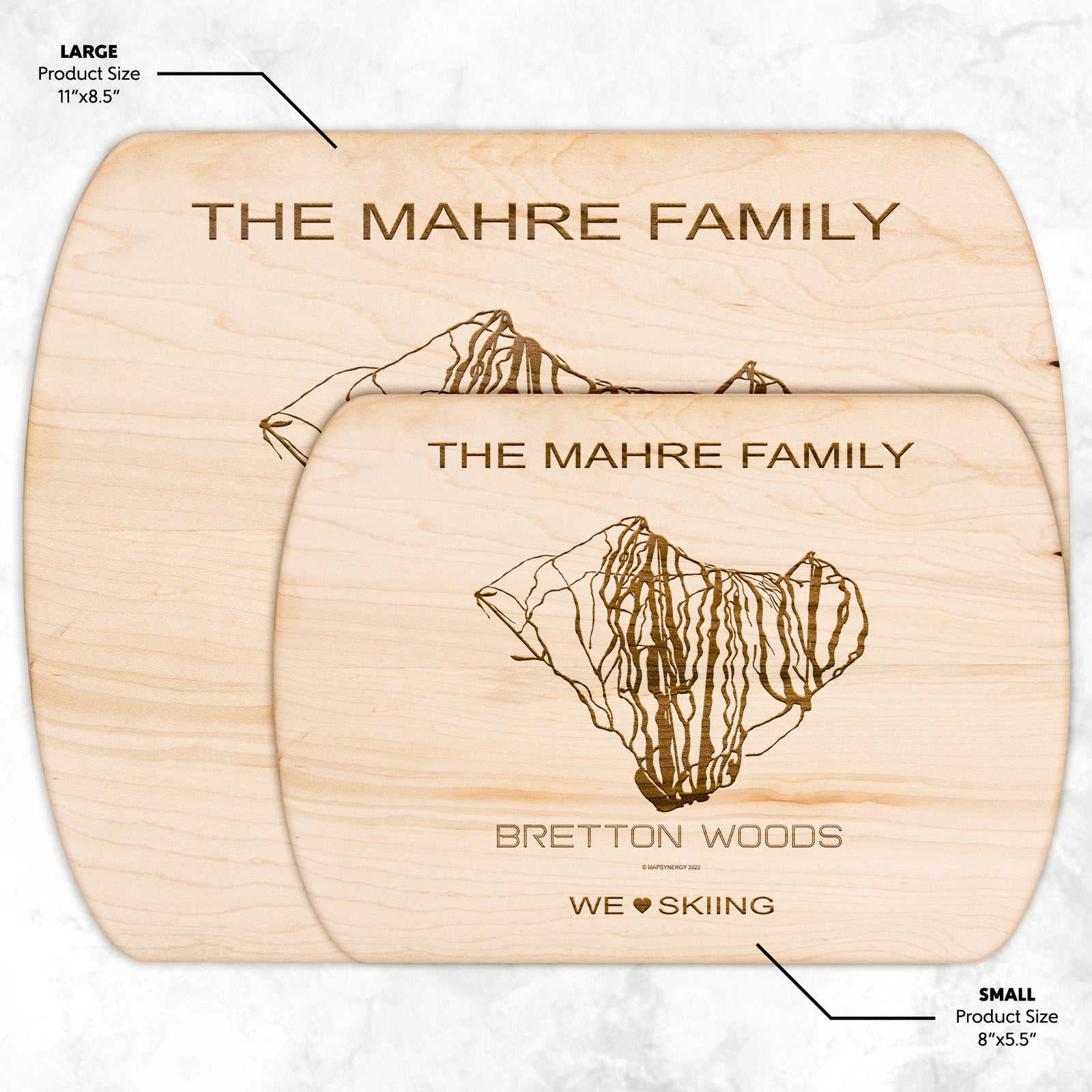 PERSONALIZED Bretton Woods , New Hampshire SKI TRAIL MAP CUTTING BOARD