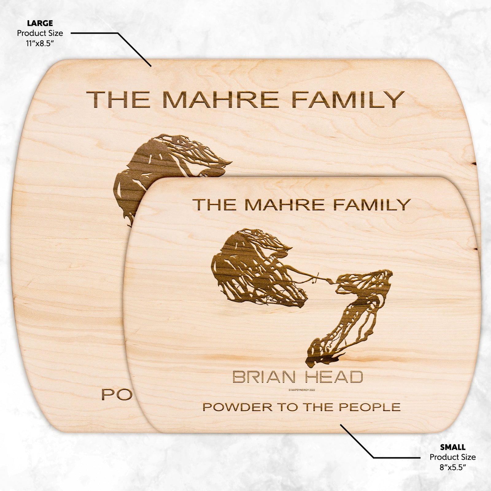 PERSONALIZED Brian Head ,Utah SKI TRAIL MAP CUTTING BOARD