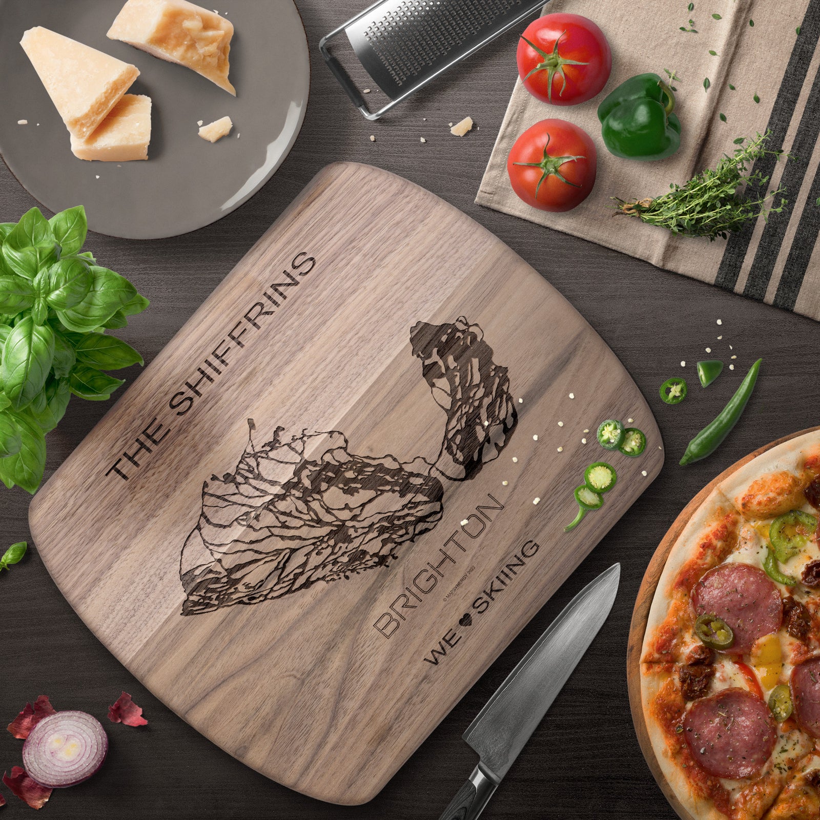 PERSONALIZED Brighton ,Utah SKI TRAIL MAP CUTTING BOARD