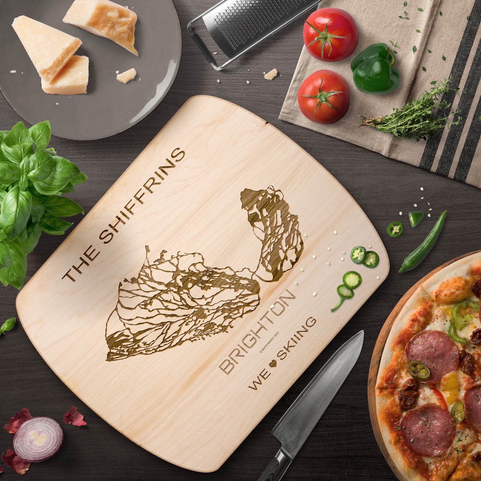 PERSONALIZED Brighton ,Utah SKI TRAIL MAP CUTTING BOARD