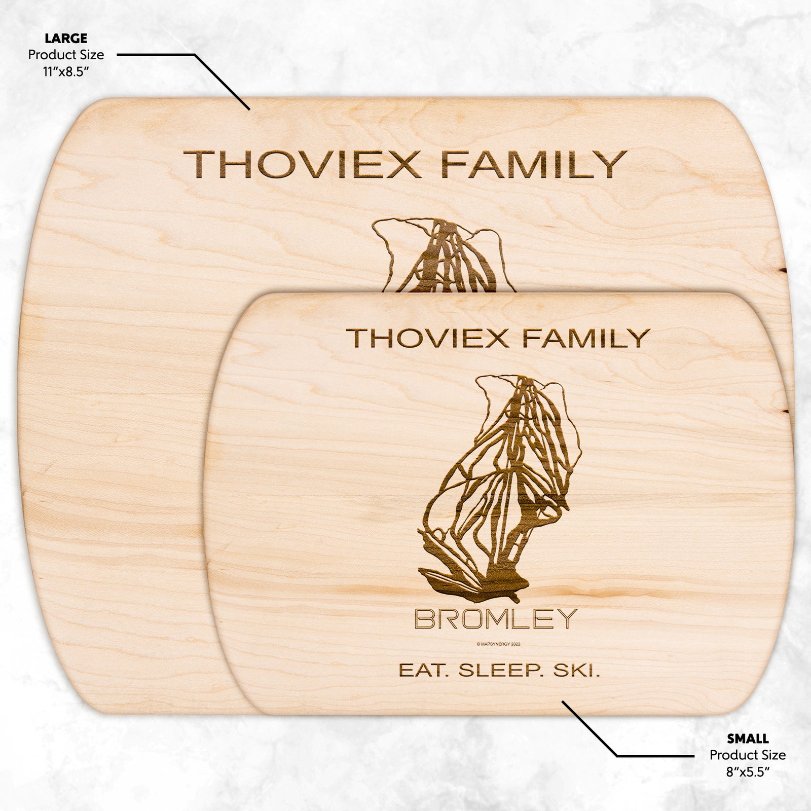 PERSONALIZED Bromley , Vermont SKI TRAIL MAP CUTTING BOARD