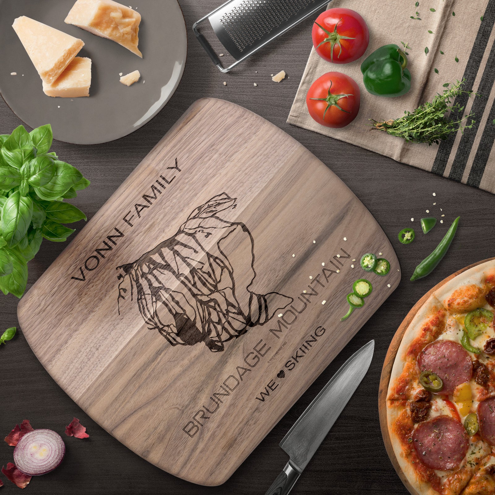 PERSONALIZED Brundage Mountain , Idaho SKI TRAIL MAP CUTTING BOARD