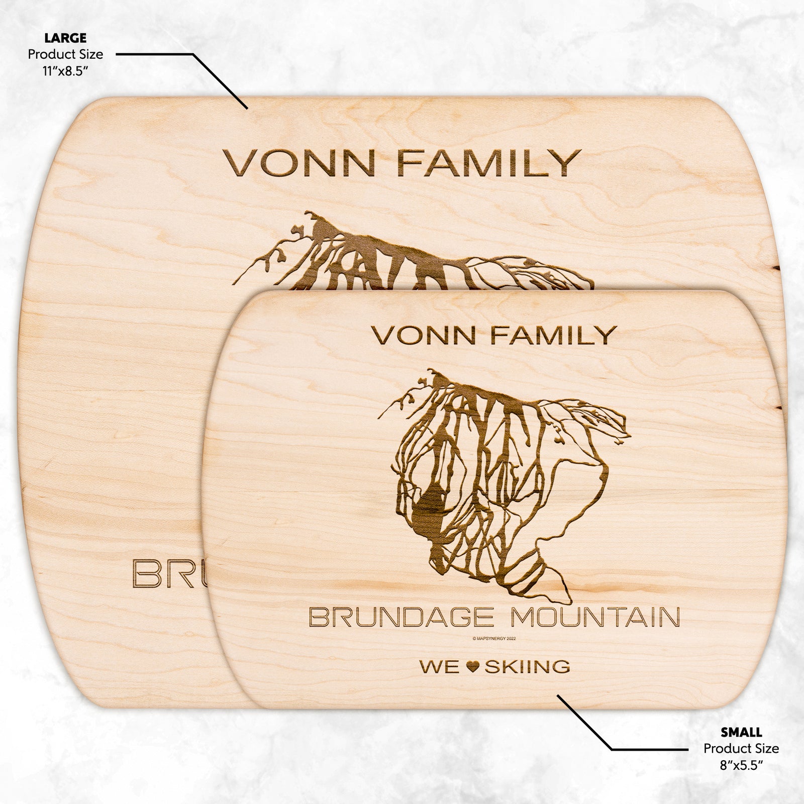 PERSONALIZED Brundage Mountain , Idaho SKI TRAIL MAP CUTTING BOARD