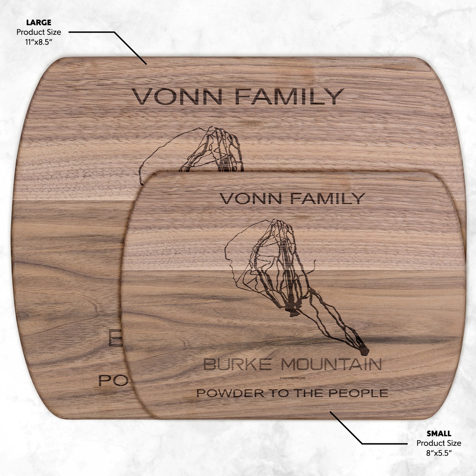 PERSONALIZED Burke Mountain, Vermont SKI TRAIL MAP CUTTING BOARD