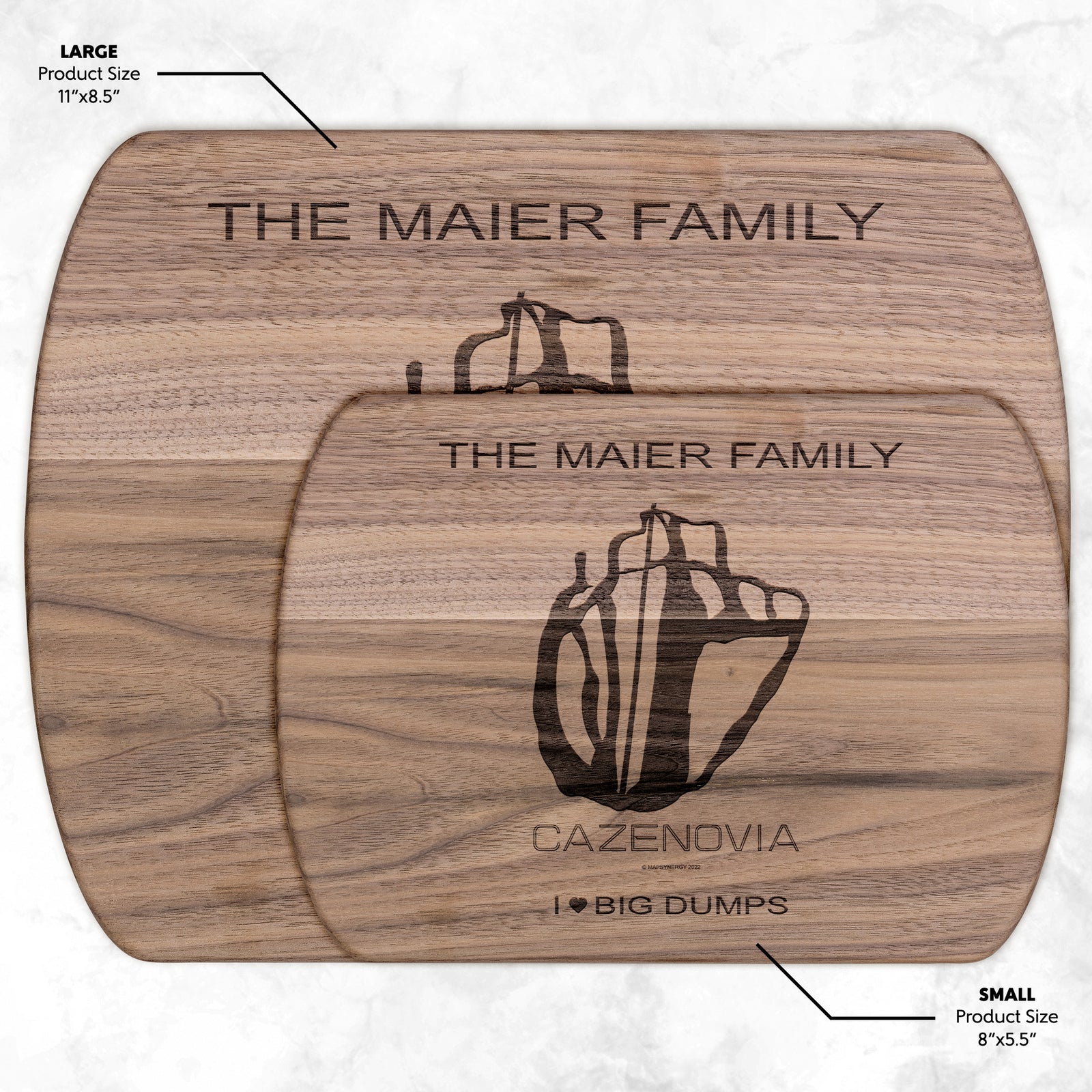 PERSONALIZED CAZENOVIA, NEW YORK SKI TRAIL MAP CUTTING BOARD