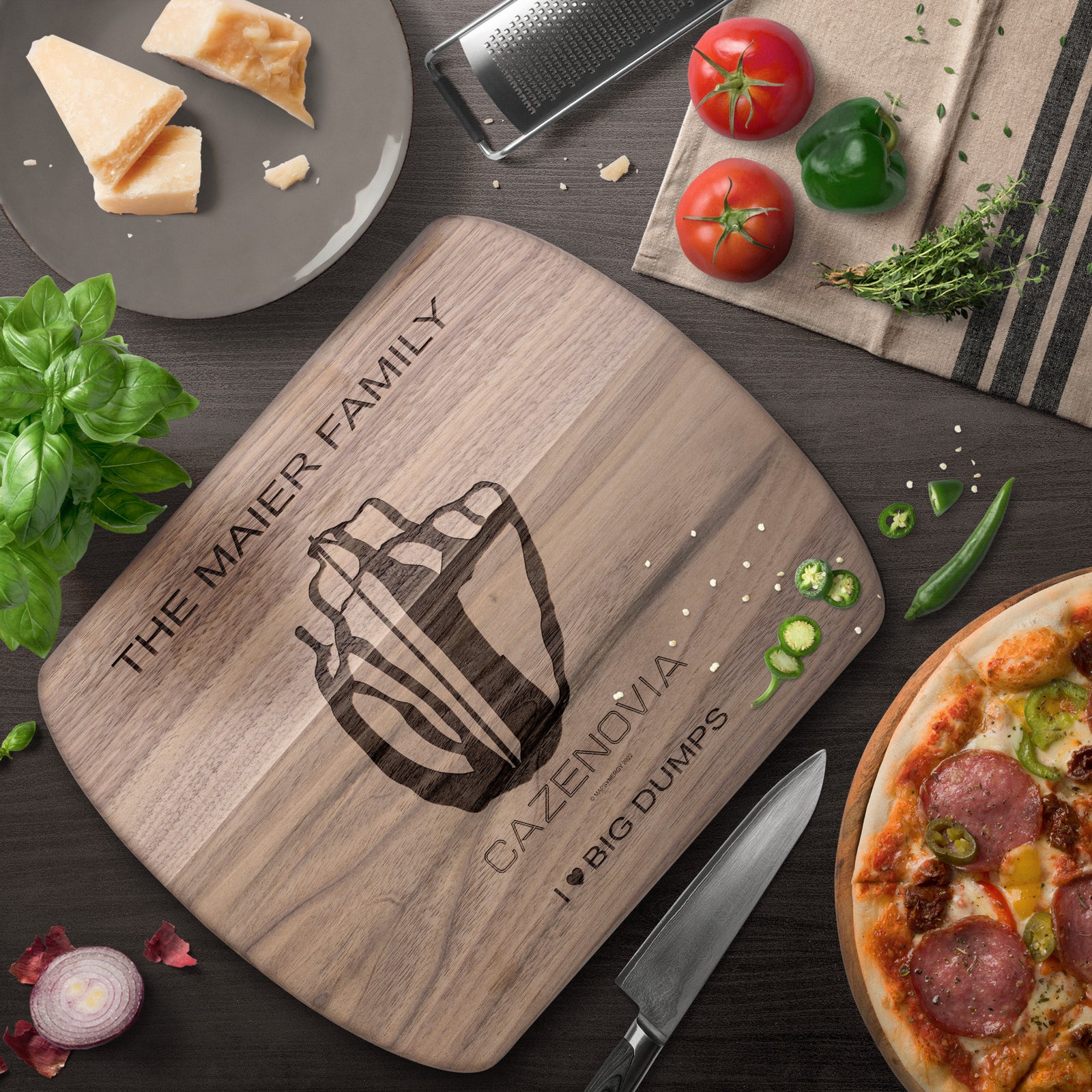 PERSONALIZED CAZENOVIA, NEW YORK SKI TRAIL MAP CUTTING BOARD