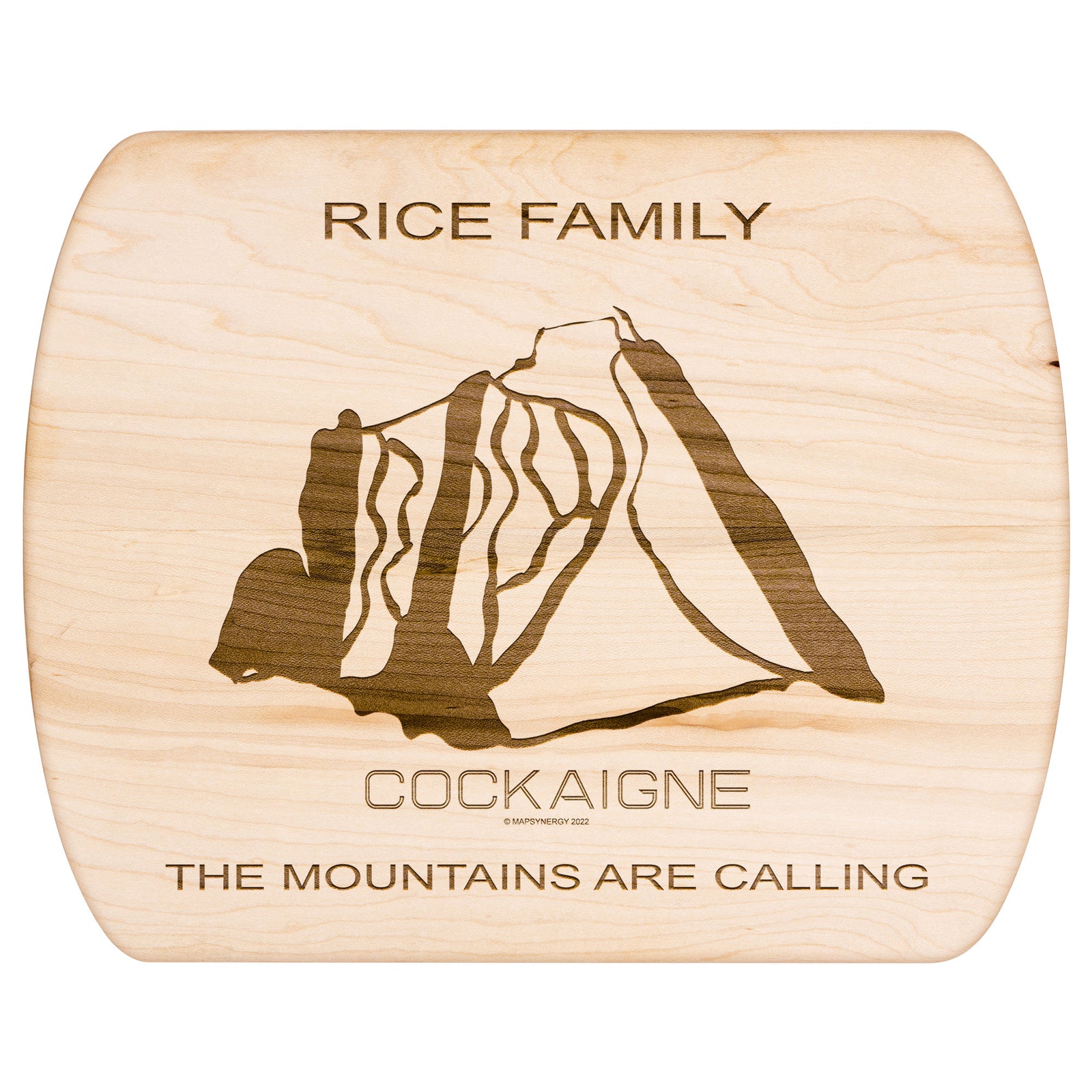 PERSONALIZED COCKAIGNE, NEW YORK SKI TRAIL MAP CUTTING BOARD