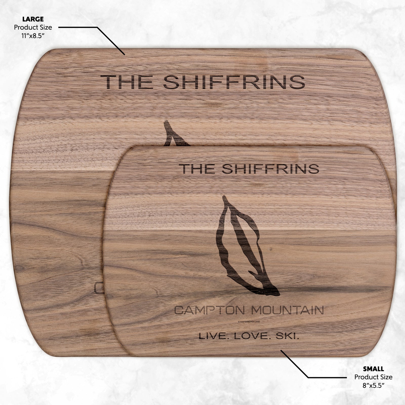 PERSONALIZED Campton Mountain , New Hampshire SKI TRAIL MAP CUTTING BOARD