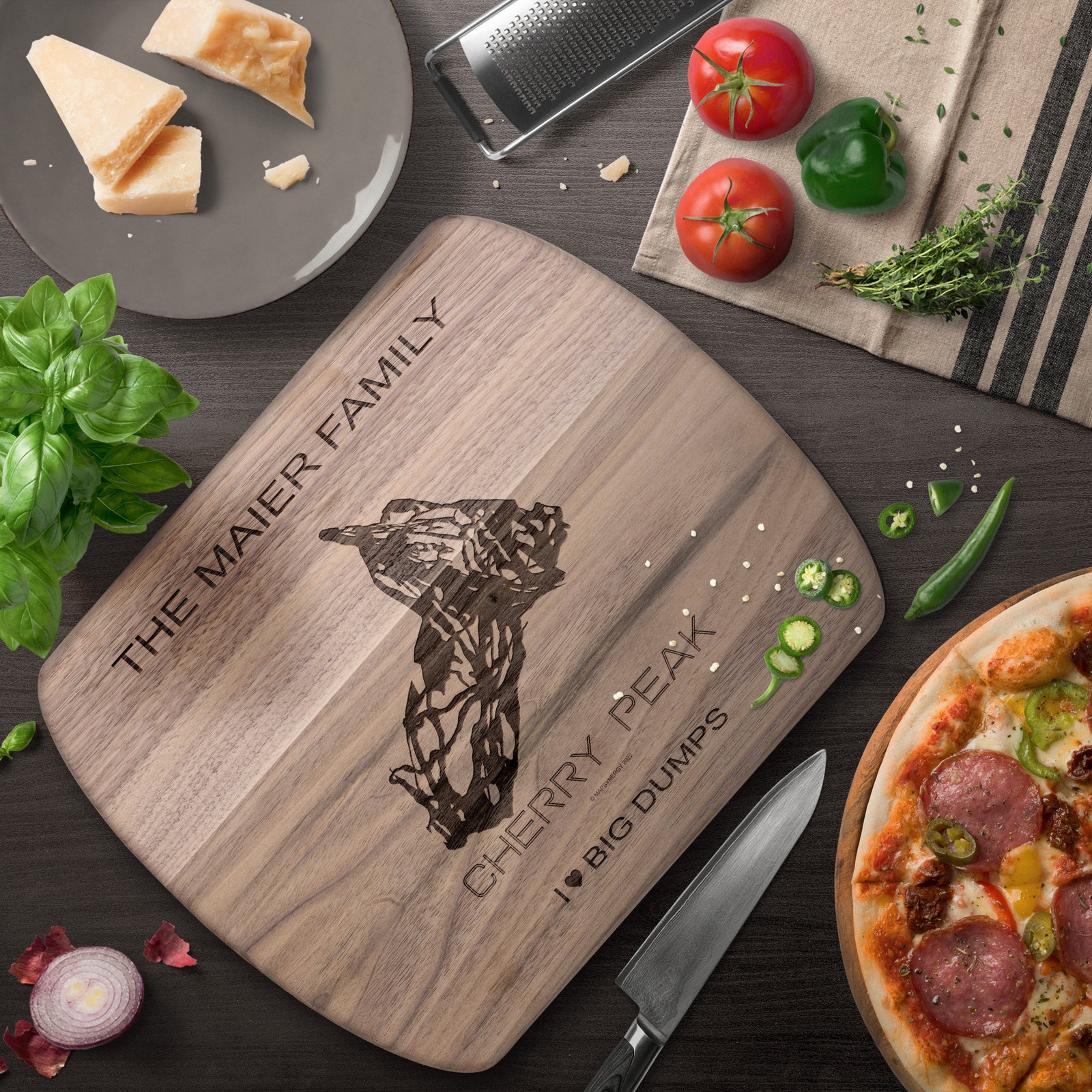 PERSONALIZED Cherry Peak,Utah SKI TRAIL MAP CUTTING BOARD