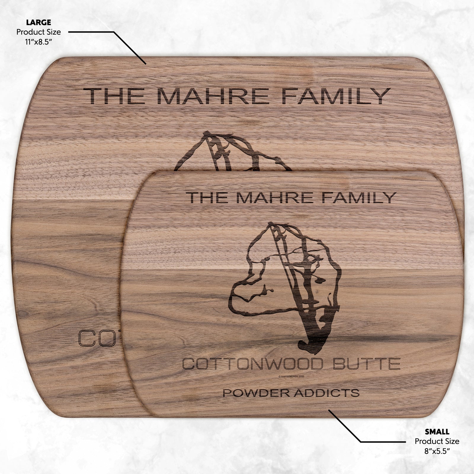 PERSONALIZED Cottonwood Butte , Idaho SKI TRAIL MAP CUTTING BOARD