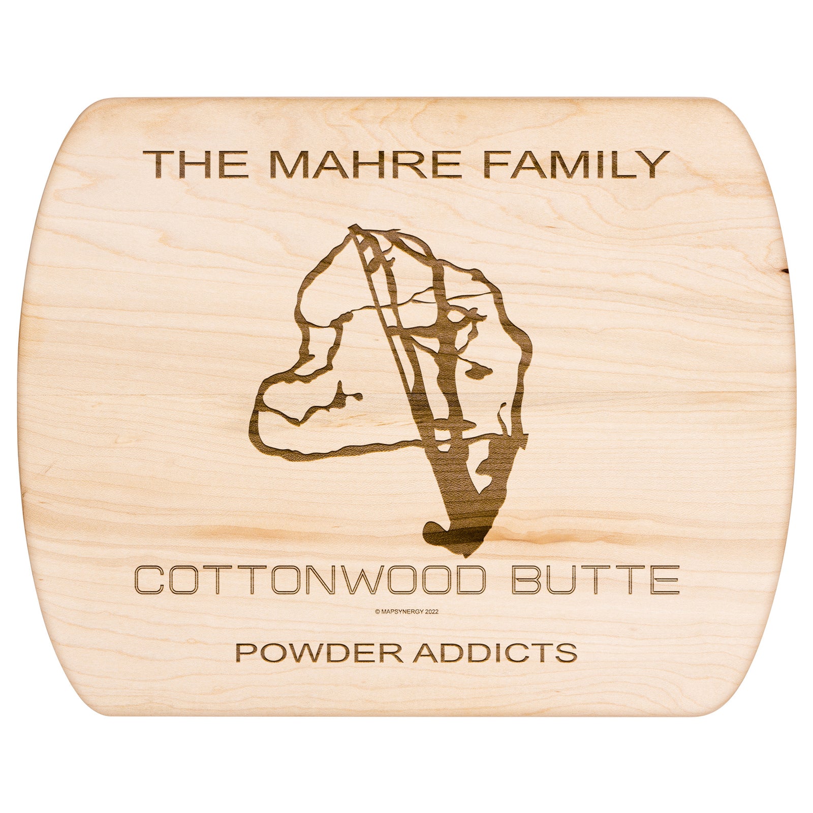 PERSONALIZED Cottonwood Butte , Idaho SKI TRAIL MAP CUTTING BOARD