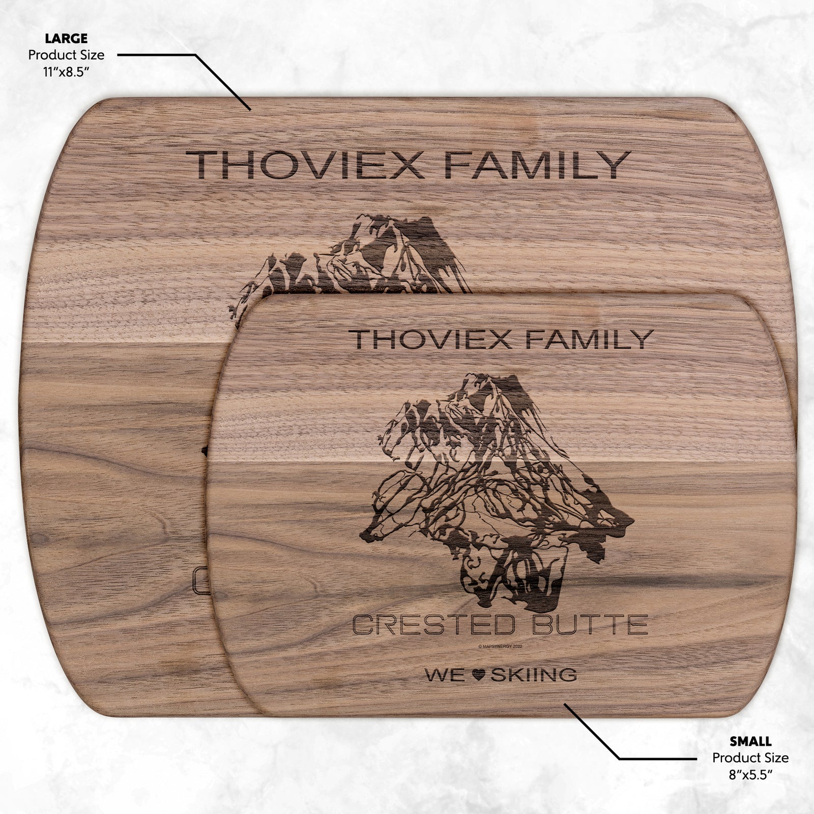 PERSONALIZED Crested Butte ,Colorado SKI TRAIL MAP CUTTING BOARD