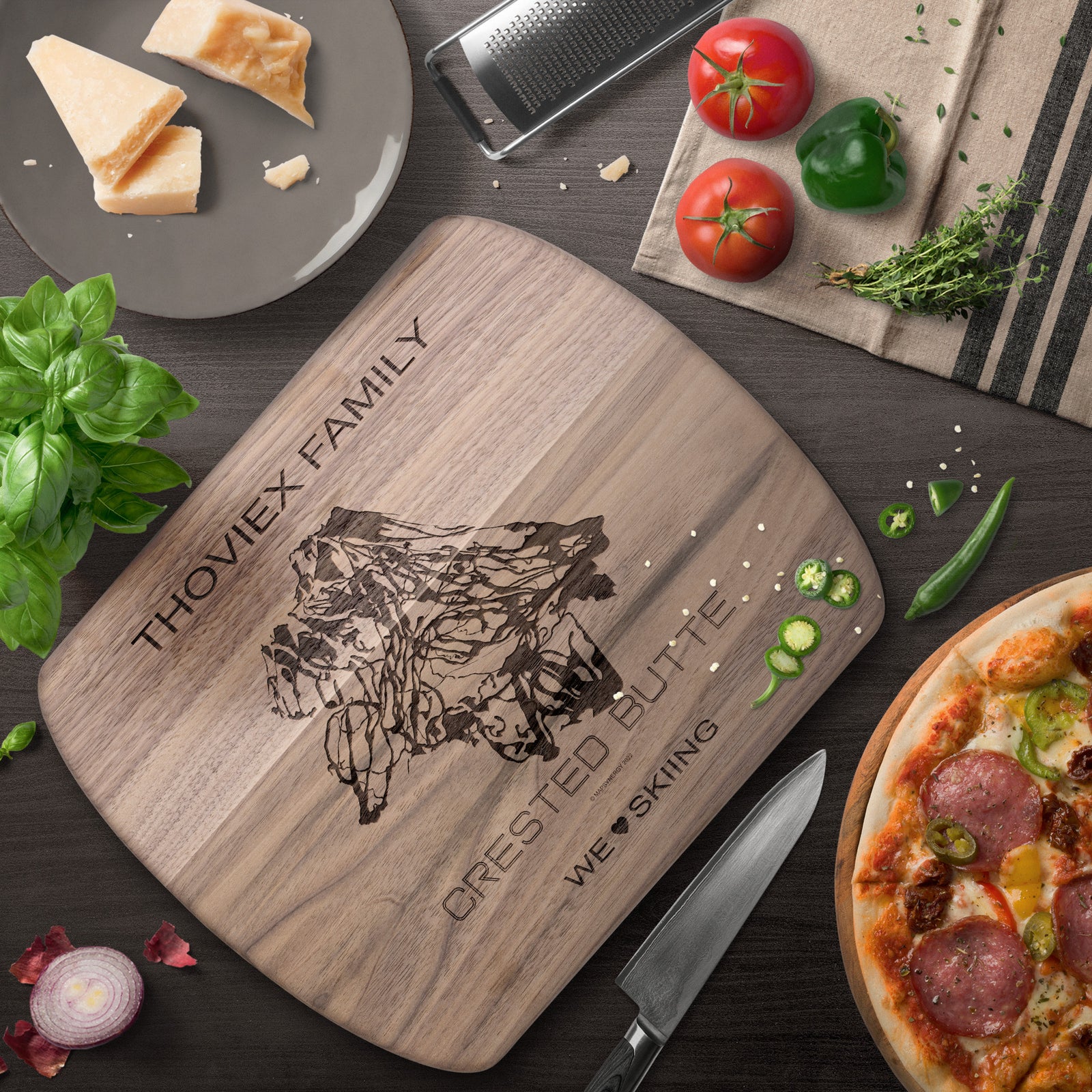 PERSONALIZED Crested Butte ,Colorado SKI TRAIL MAP CUTTING BOARD