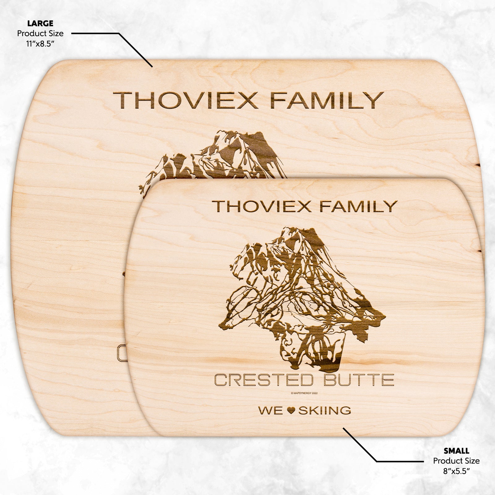 PERSONALIZED Crested Butte ,Colorado SKI TRAIL MAP CUTTING BOARD