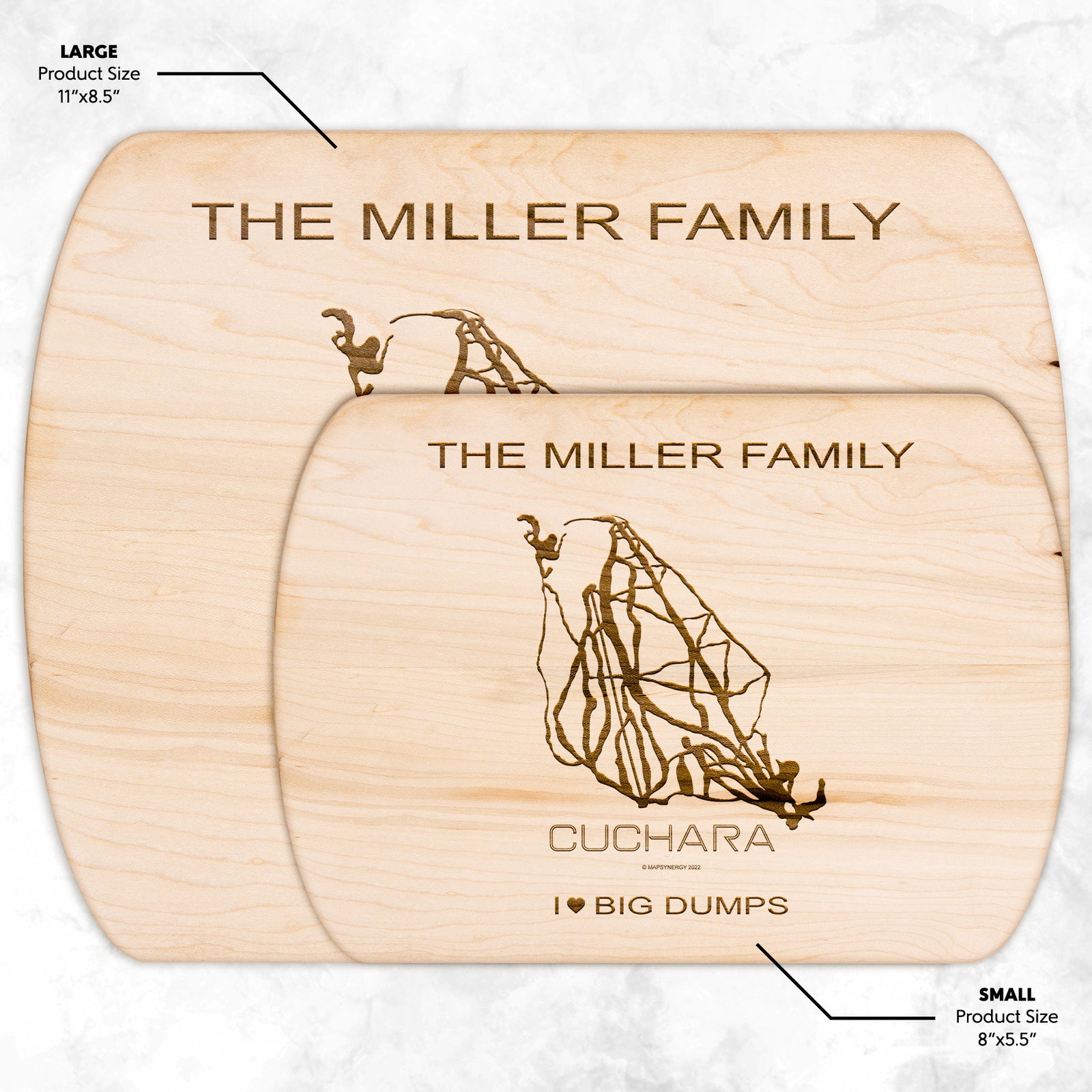 PERSONALIZED Cuchara ,Colorado SKI TRAIL MAP CUTTING BOARD