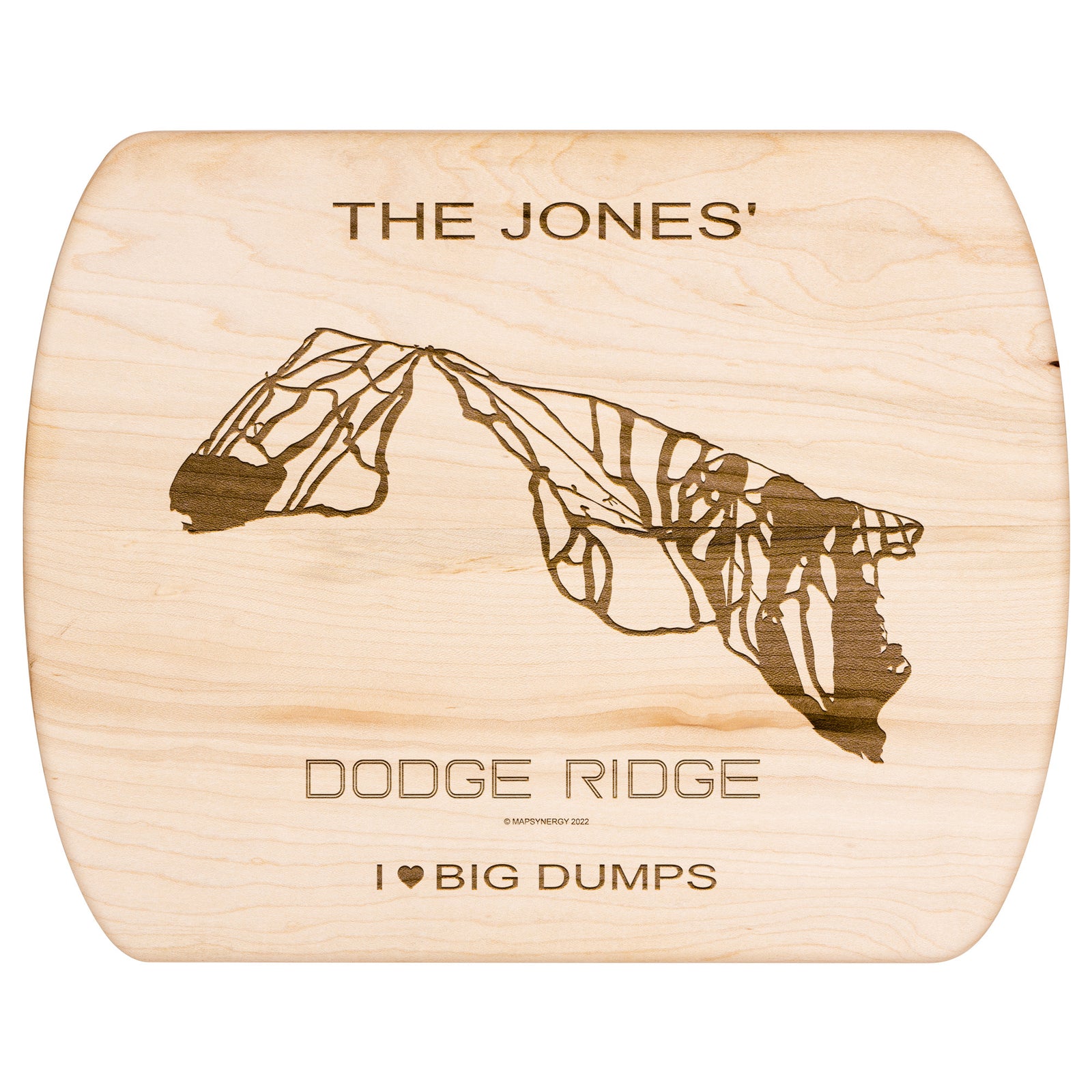 PERSONALIZED DODGE RIDGE, CALIFORNIA SKI TRAIL MAP CUTTING BOARD