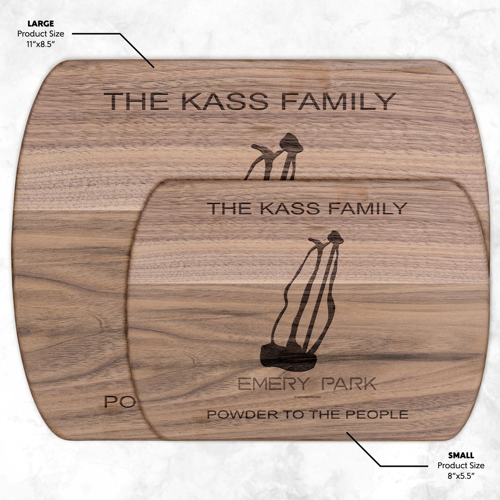 PERSONALIZED EMERY PARK, NEW YORK SKI TRAIL MAP CUTTING BOARD
