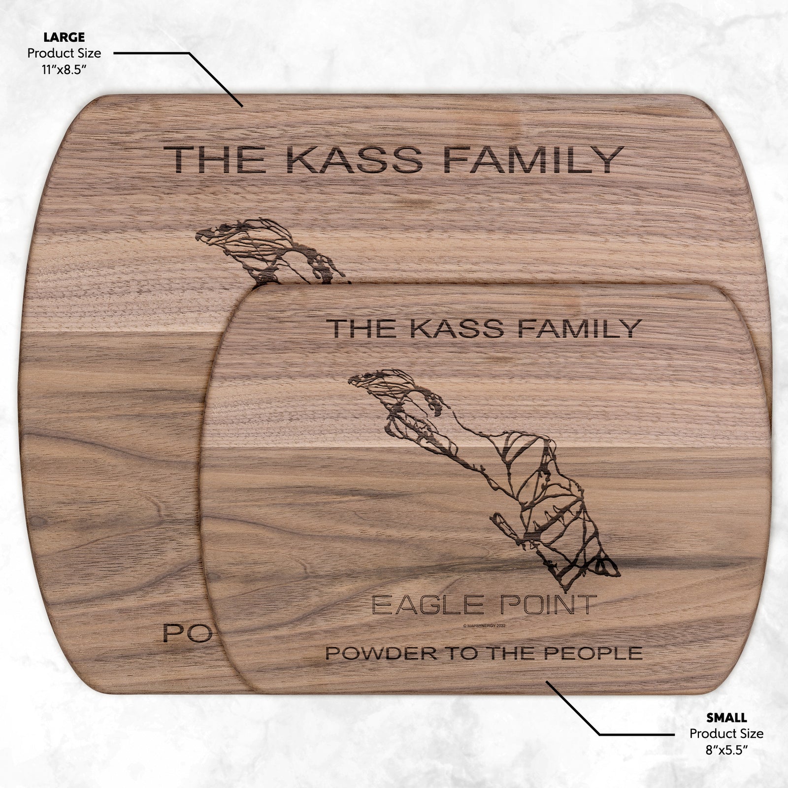 PERSONALIZED Eagle Point, Utah SKI TRAIL MAP CUTTING BOARD