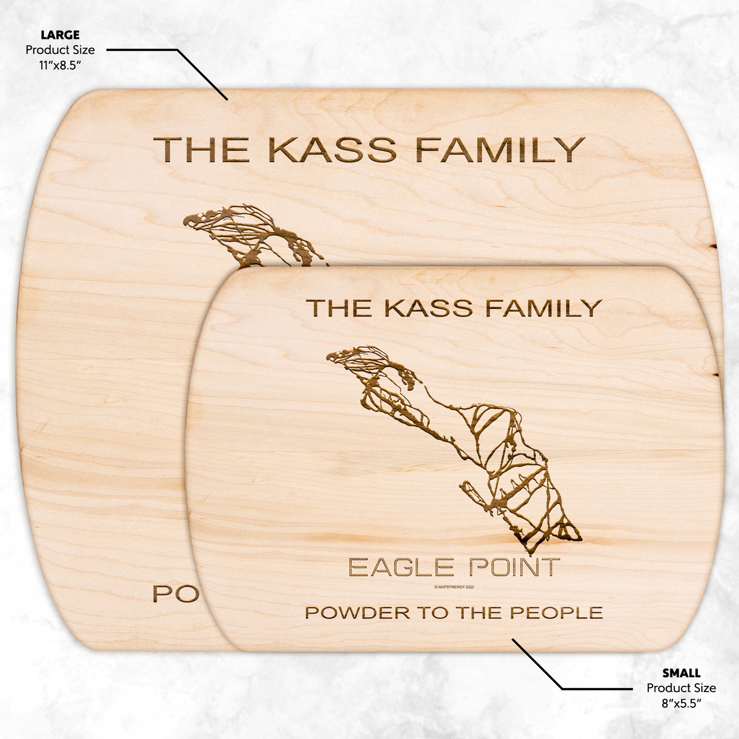 PERSONALIZED Eagle Point, Utah SKI TRAIL MAP CUTTING BOARD