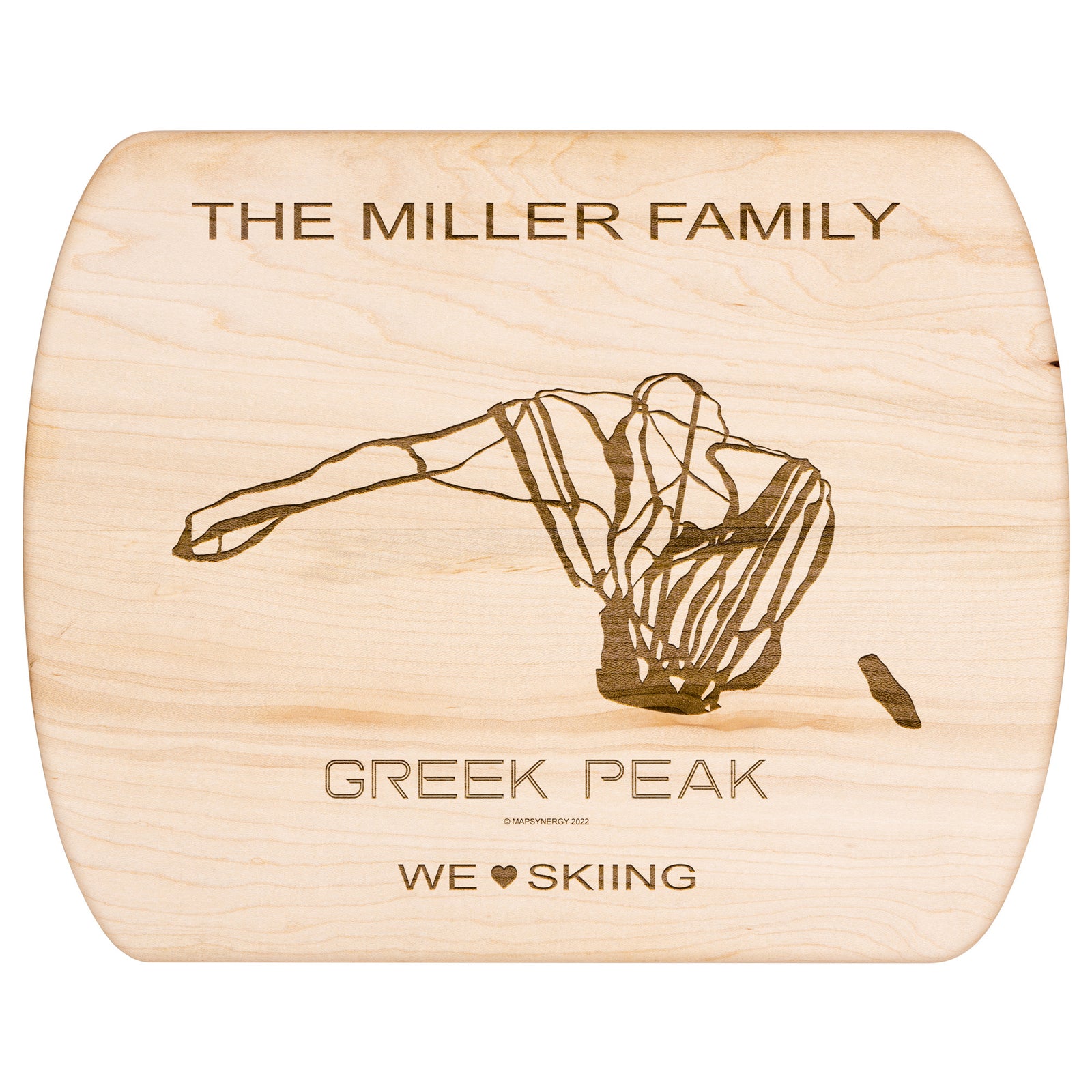 PERSONALIZED GREEK PEAK, NEW YORK SKI TRAIL MAP CUTTING BOARD
