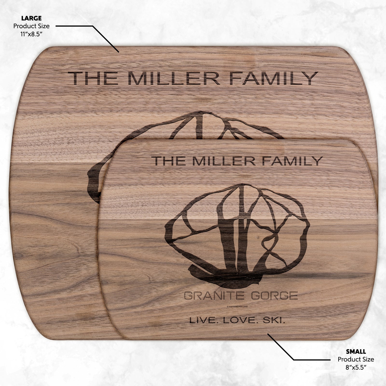 PERSONALIZED Granite Gorge , New Hampshire SKI TRAIL MAP CUTTING BOARD