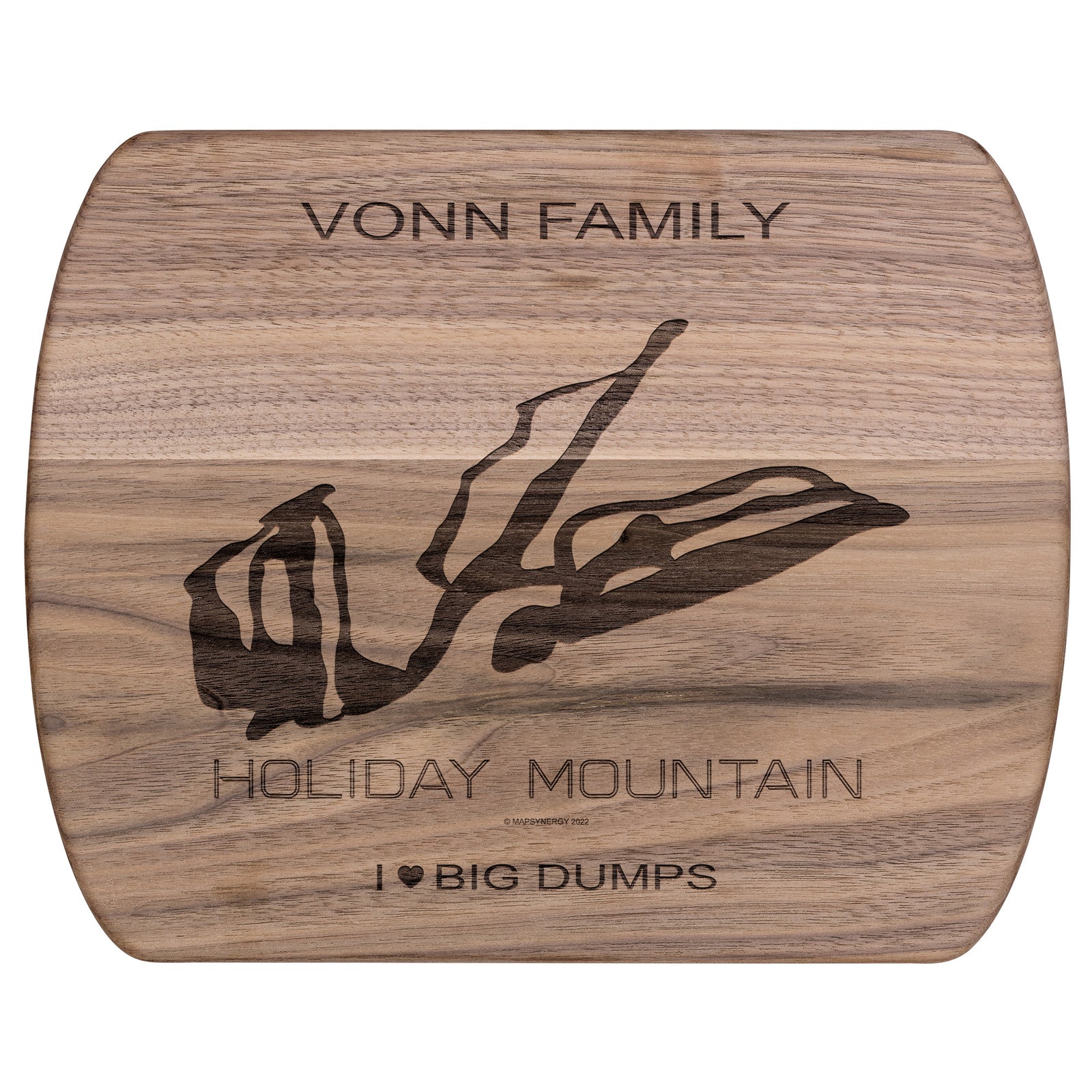 PERSONALIZED HOLIDAY MOUNTAIN, NEW YORK SKI TRAIL MAP CUTTING BOARD