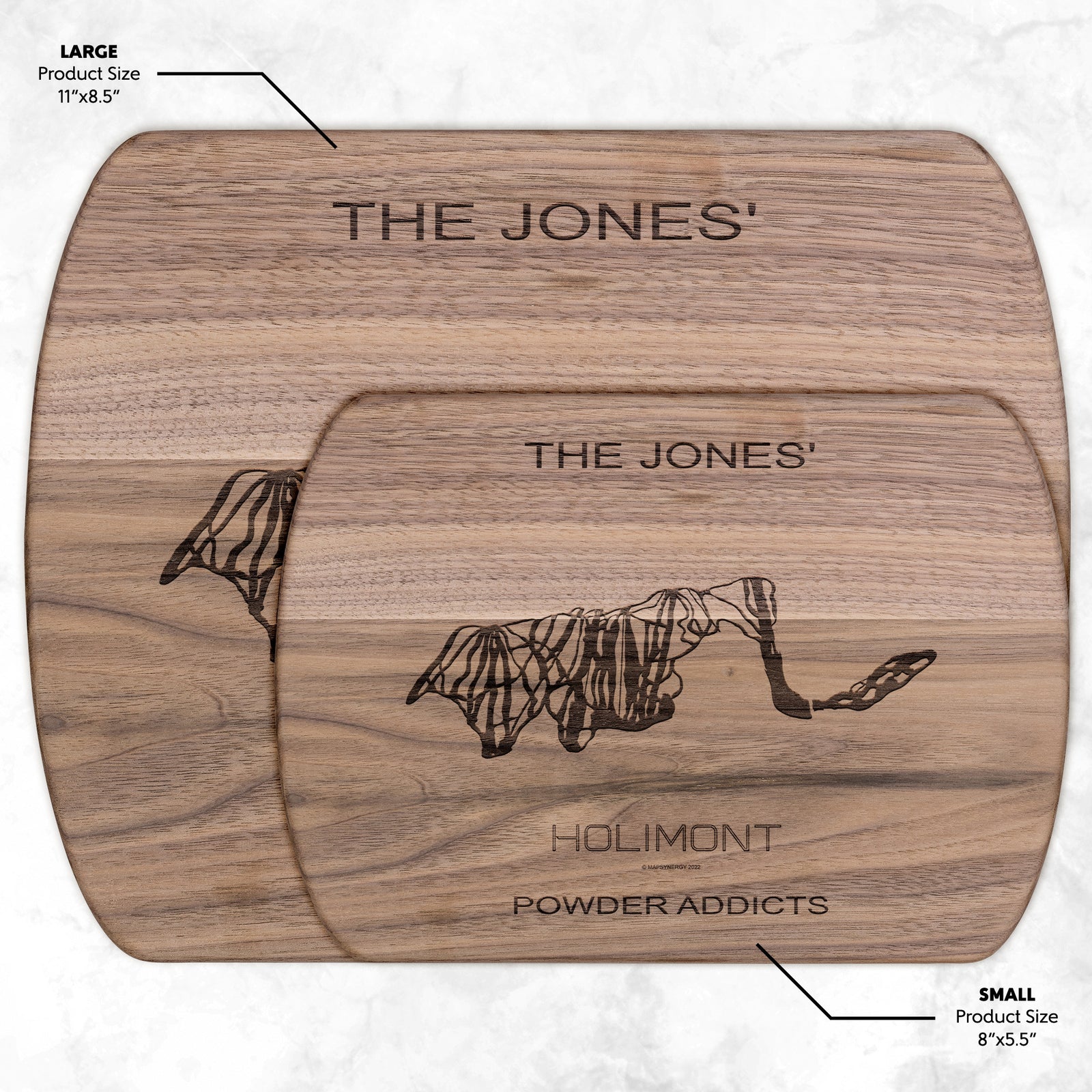 PERSONALIZED HOLIMONT, NEW YORK SKI TRAIL MAP CUTTING BOARD
