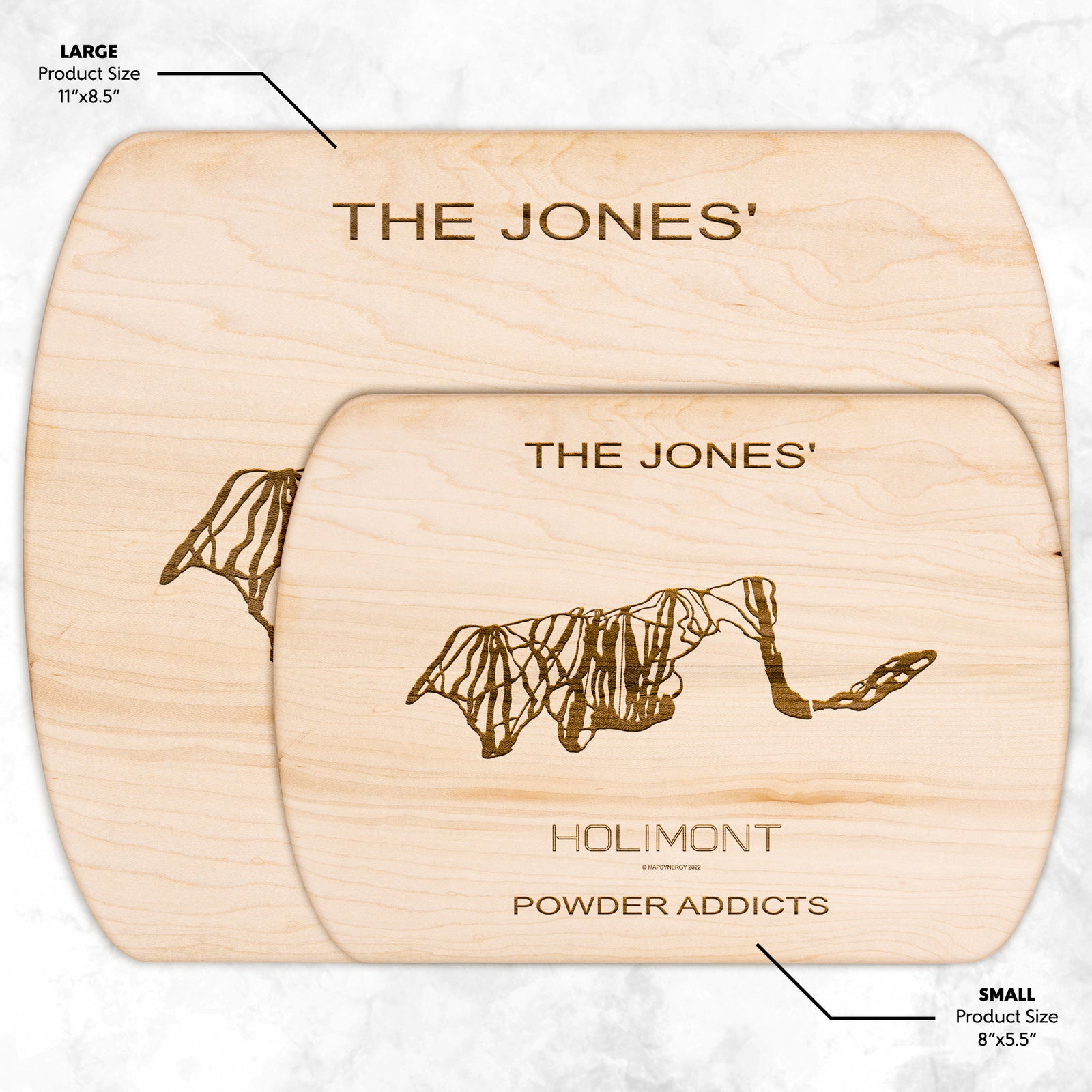 PERSONALIZED HOLIMONT, NEW YORK SKI TRAIL MAP CUTTING BOARD