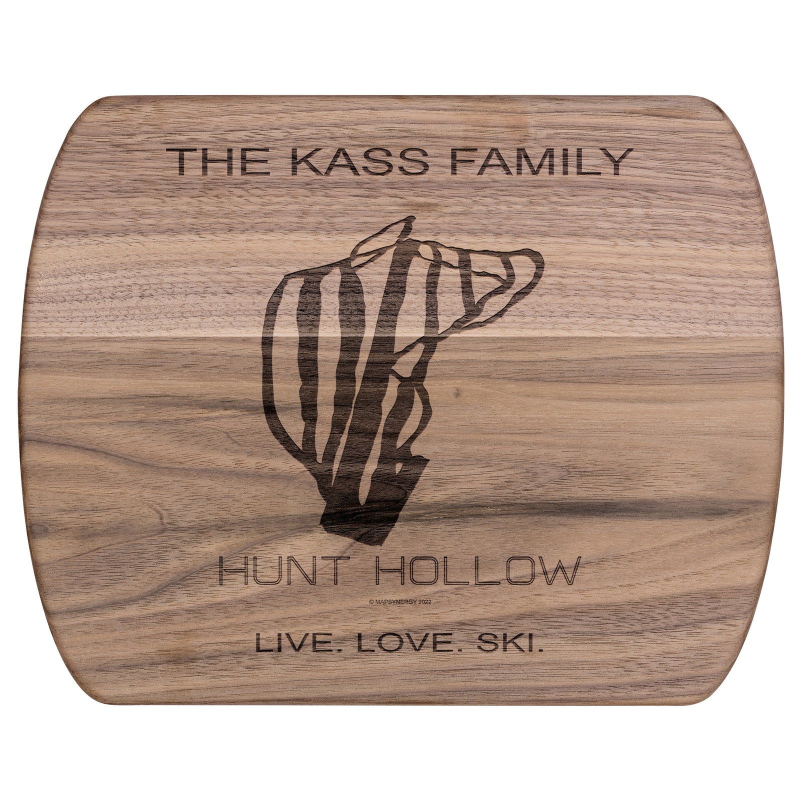 PERSONALIZED HUNT HOLLOW, NEW YORK SKI TRAIL MAP CUTTING BOARD
