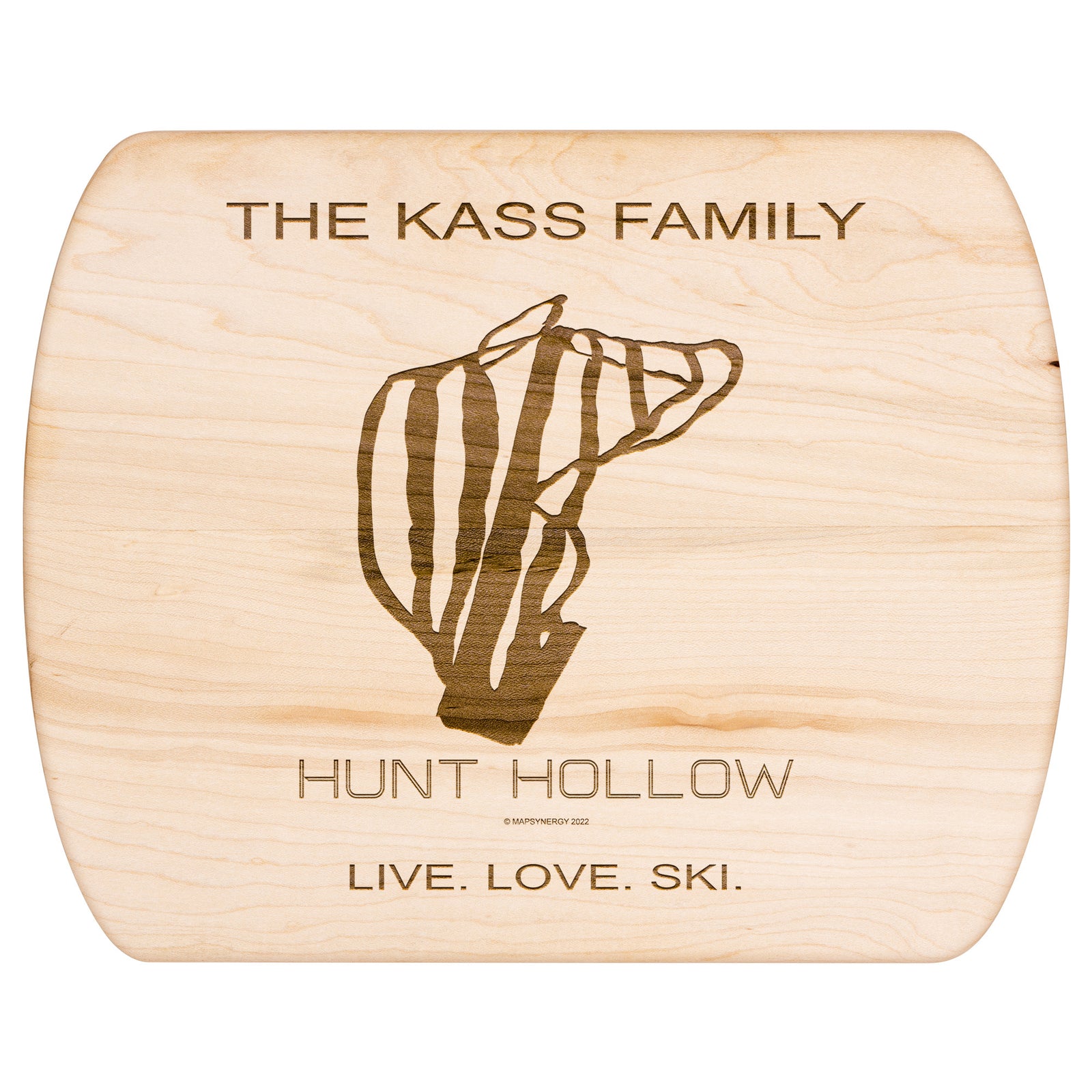 PERSONALIZED HUNT HOLLOW, NEW YORK SKI TRAIL MAP CUTTING BOARD