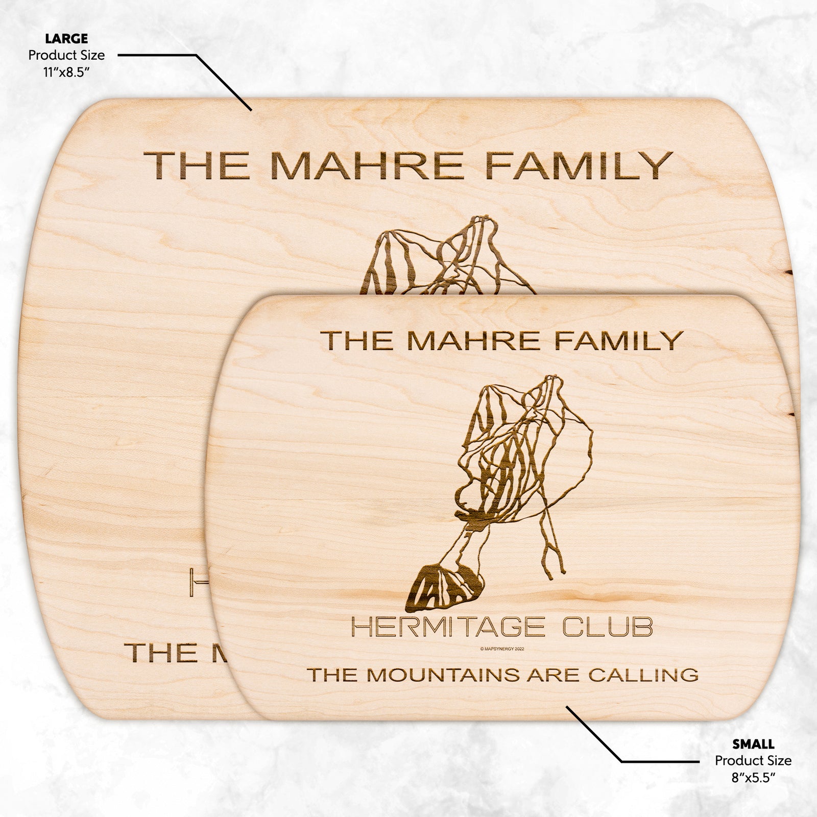 PERSONALIZED Hermitage Club, Vermont SKI TRAIL MAP CUTTING BOARD