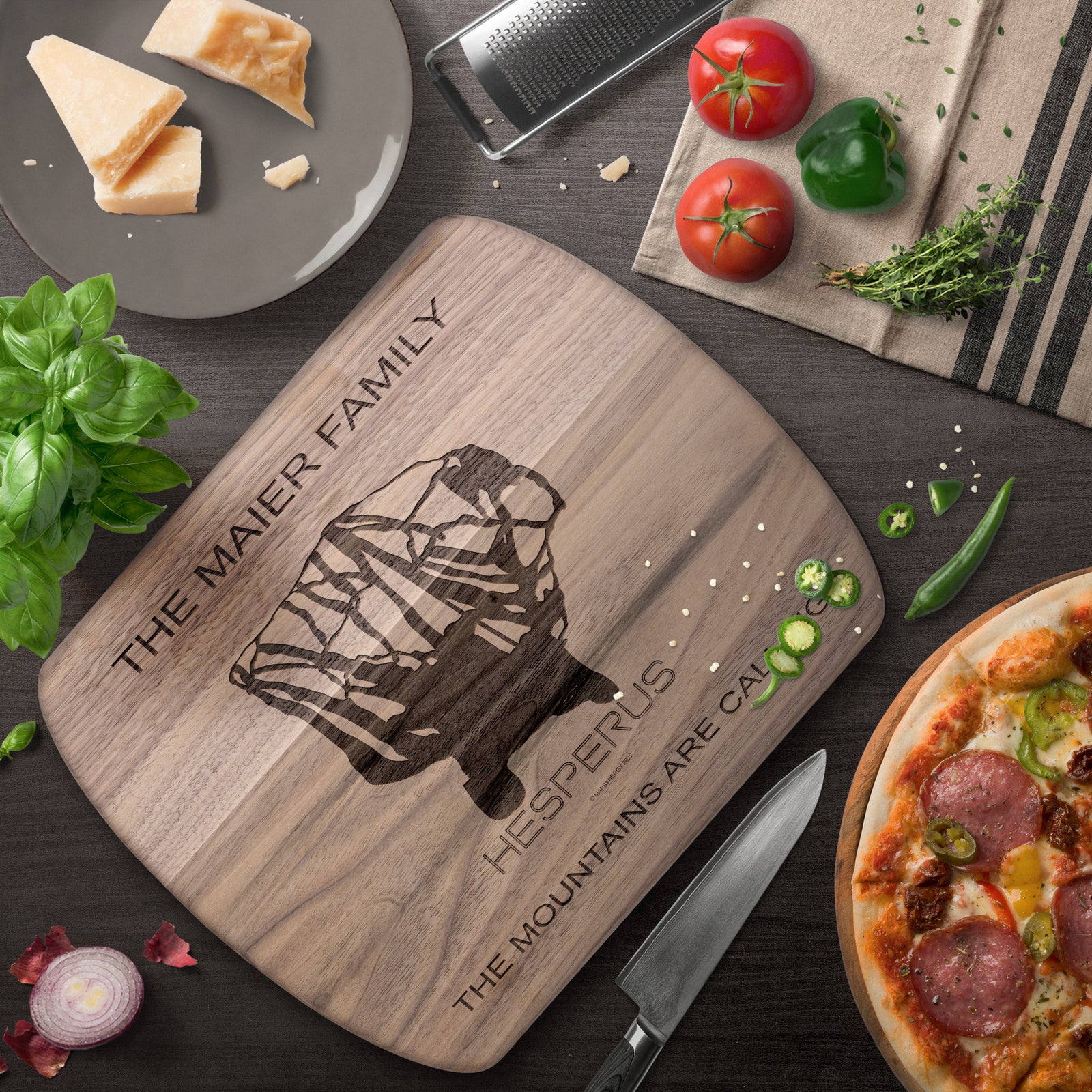 PERSONALIZED Hesperus ,Colorado SKI TRAIL MAP CUTTING BOARD