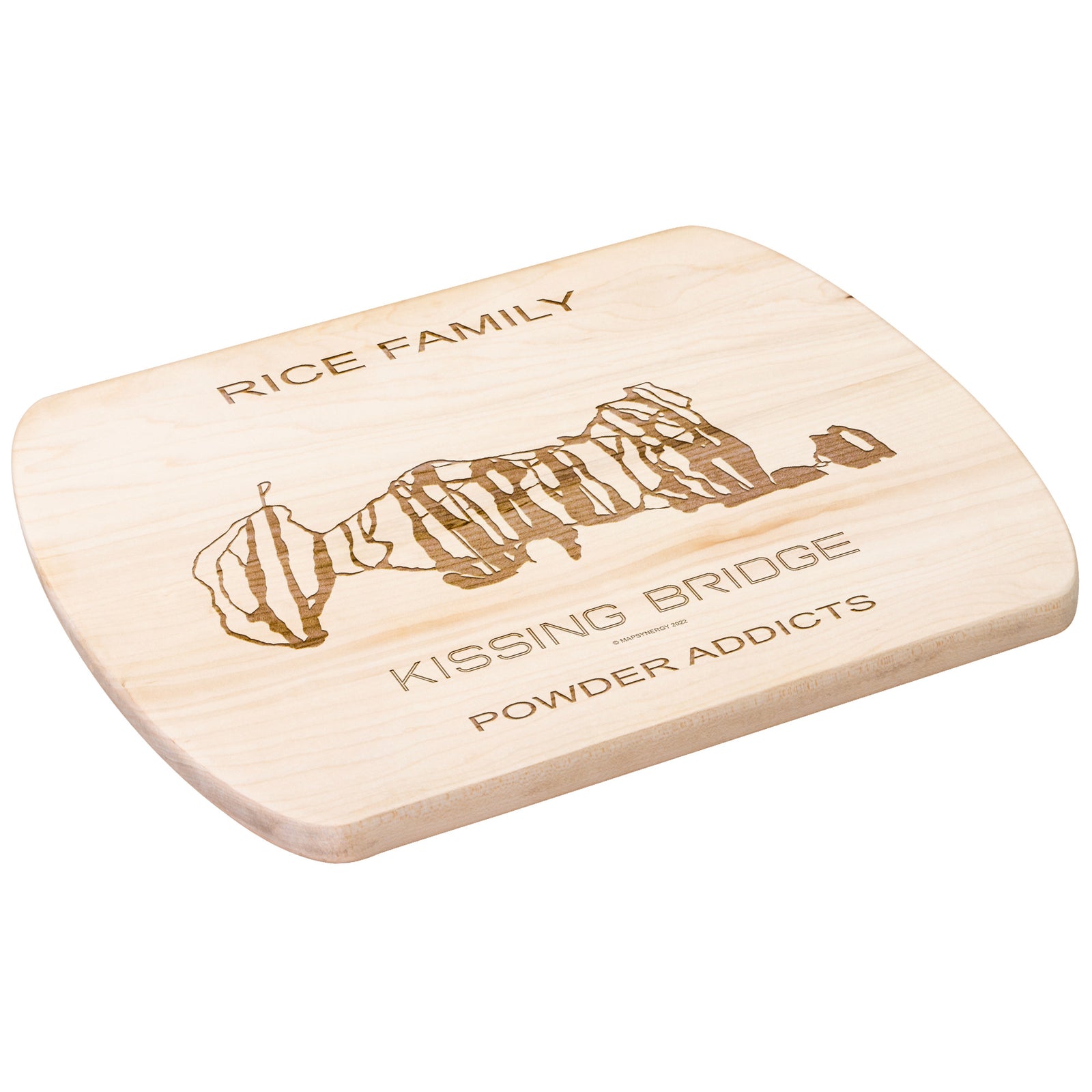 PERSONALIZED KISSING BRIDGE, NEW YORK SKI TRAIL MAP CUTTING BOARD