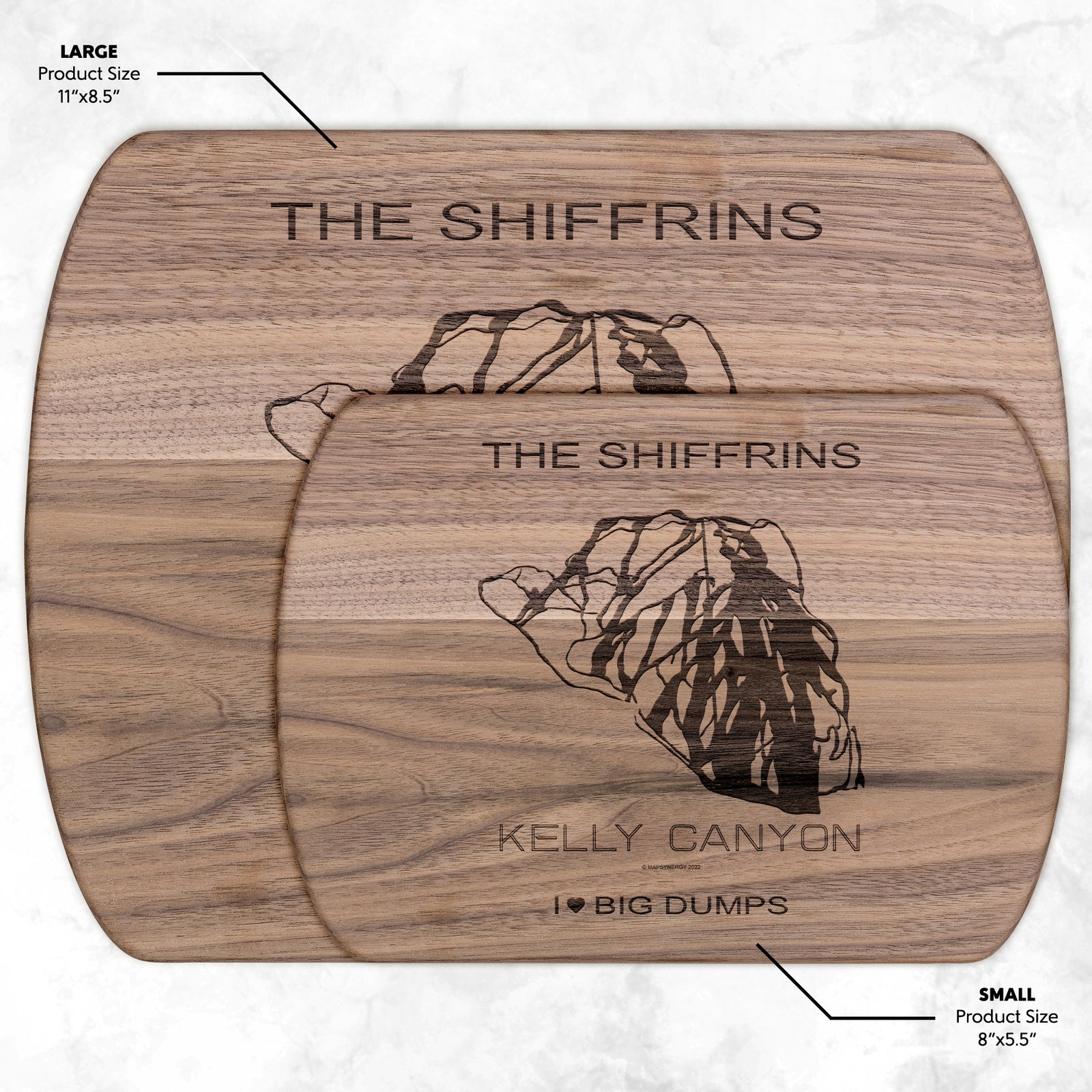 PERSONALIZED Kelly Canyon , Idaho SKI TRAIL MAP CUTTING BOARD