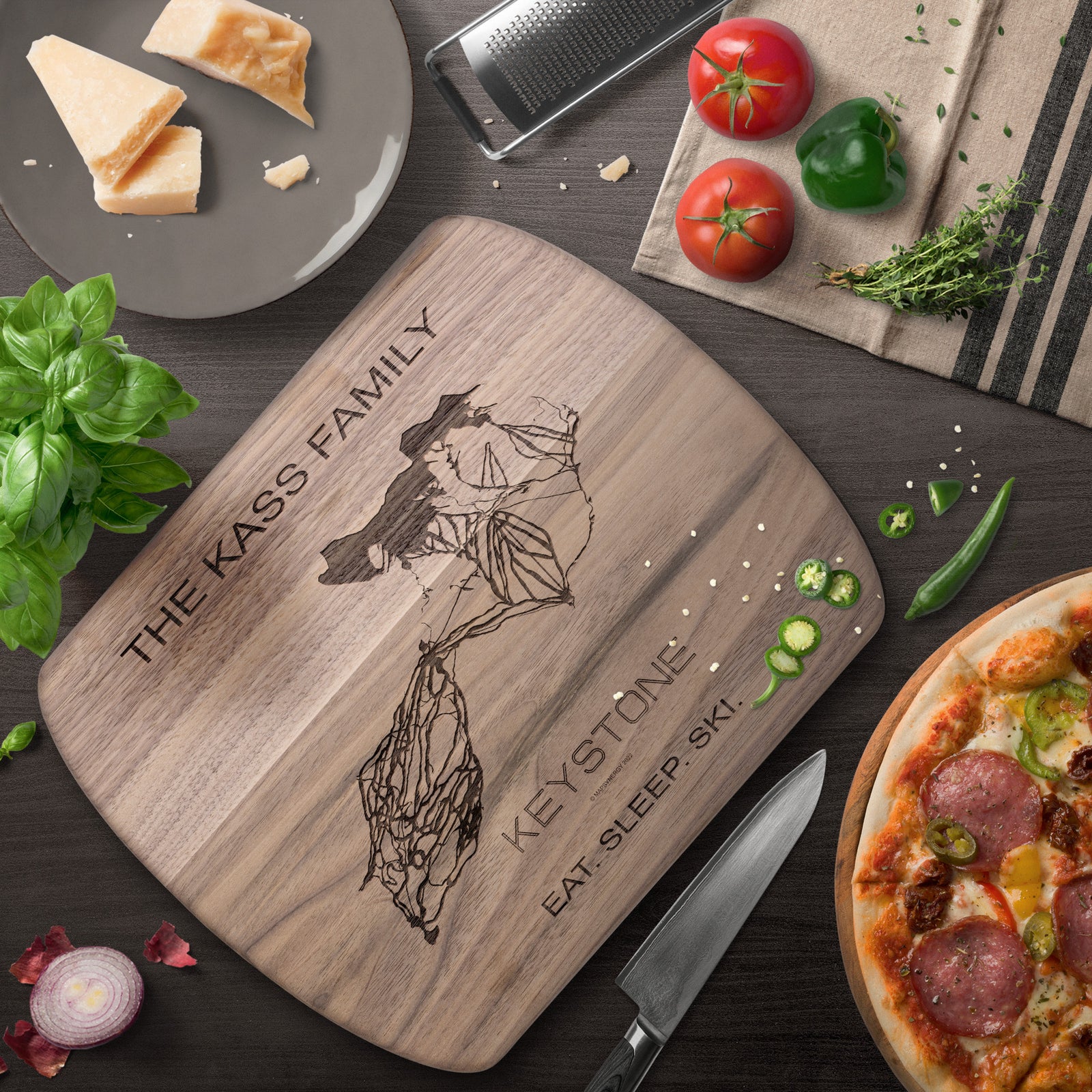 PERSONALIZED Keystone ,Colorado SKI TRAIL MAP CUTTING BOARD