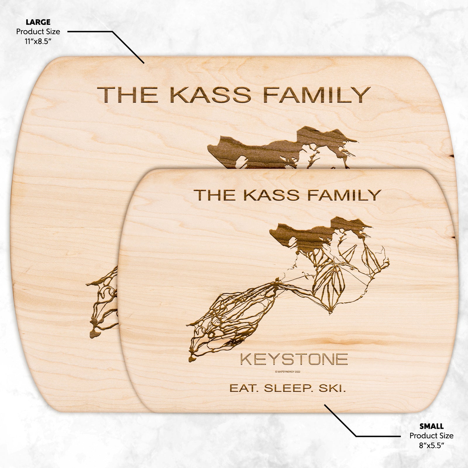 PERSONALIZED Keystone ,Colorado SKI TRAIL MAP CUTTING BOARD