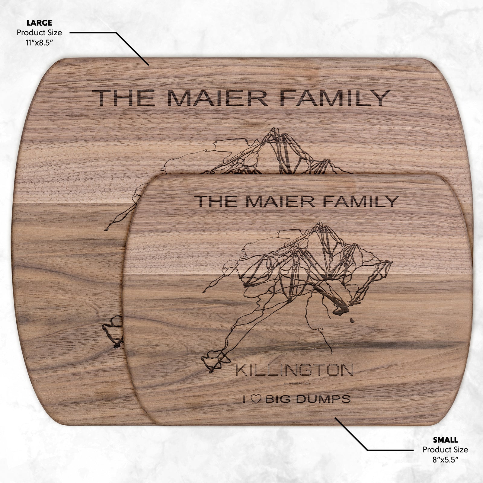 PERSONALIZED Killington , Vermont SKI TRAIL MAP CUTTING BOARD