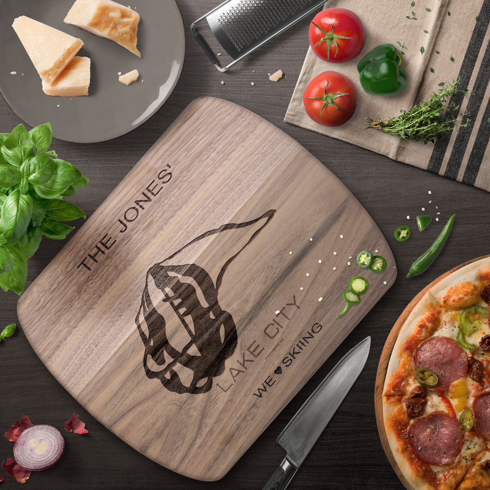 PERSONALIZED Lake City ,Colorado SKI TRAIL MAP CUTTING BOARD