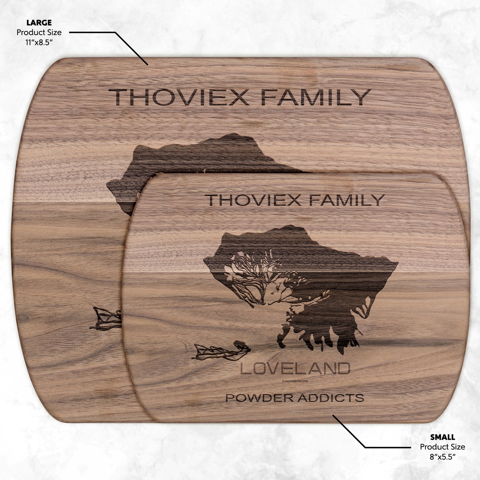 PERSONALIZED Loveland ,Colorado SKI TRAIL MAP CUTTING BOARD