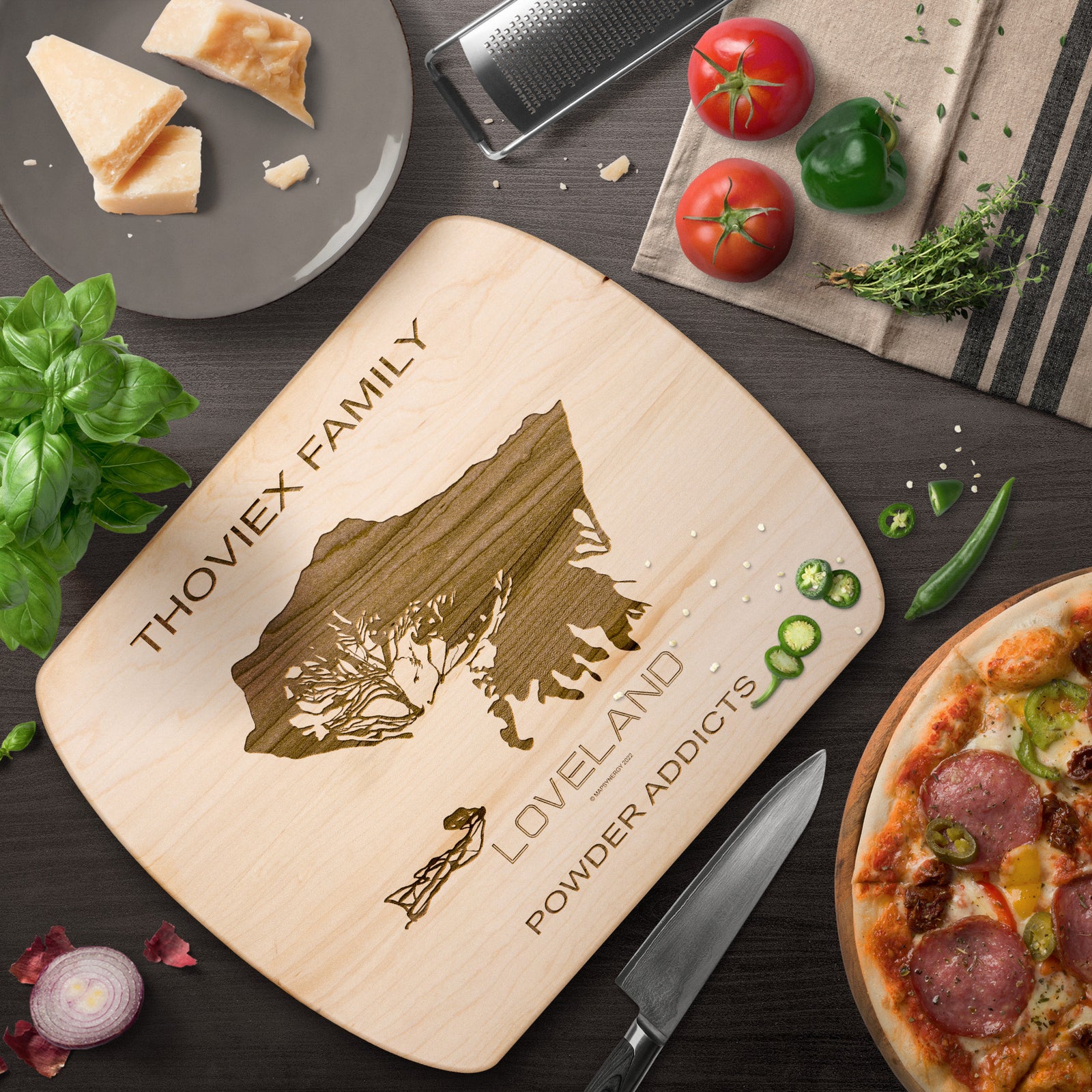 PERSONALIZED Loveland ,Colorado SKI TRAIL MAP CUTTING BOARD