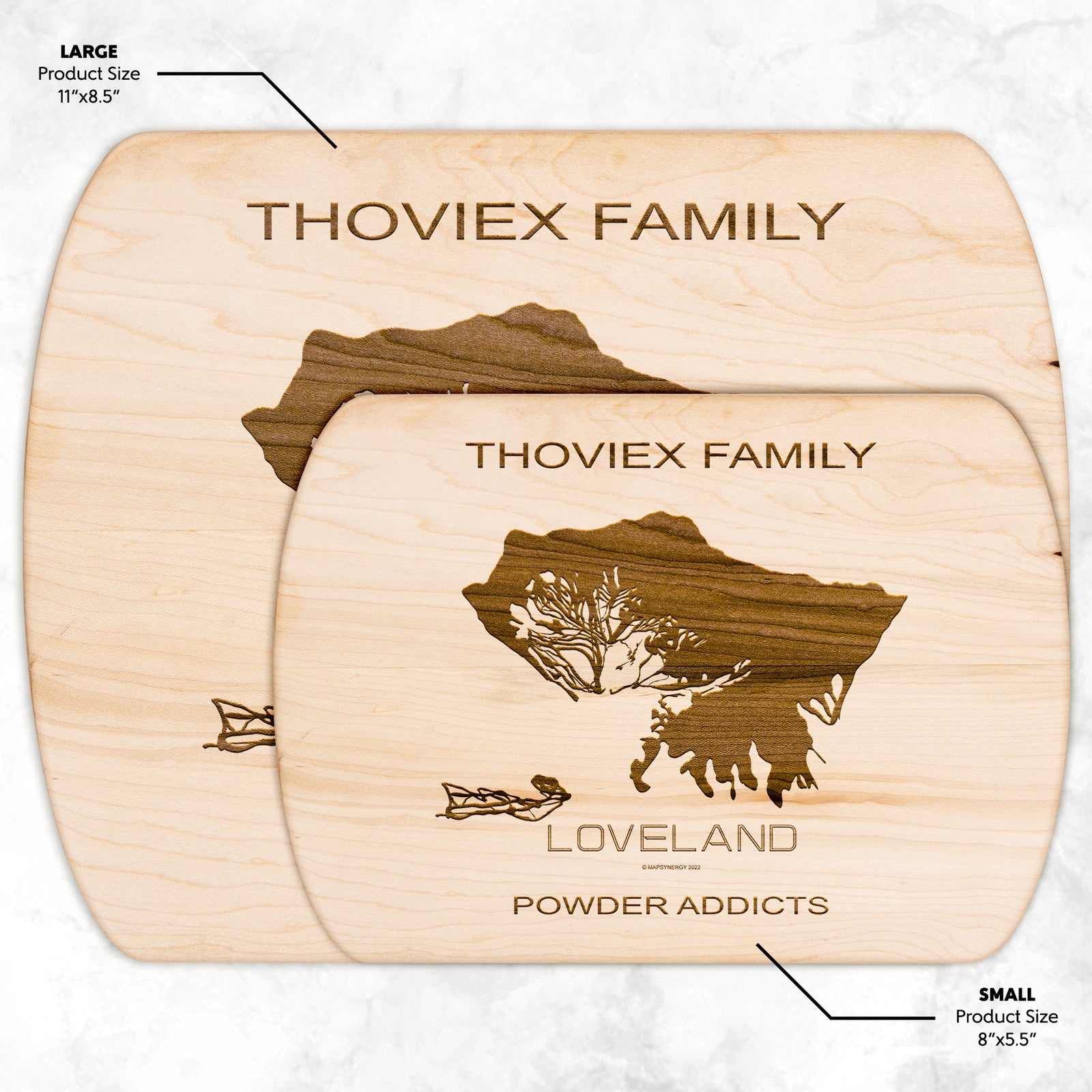 PERSONALIZED Loveland ,Colorado SKI TRAIL MAP CUTTING BOARD